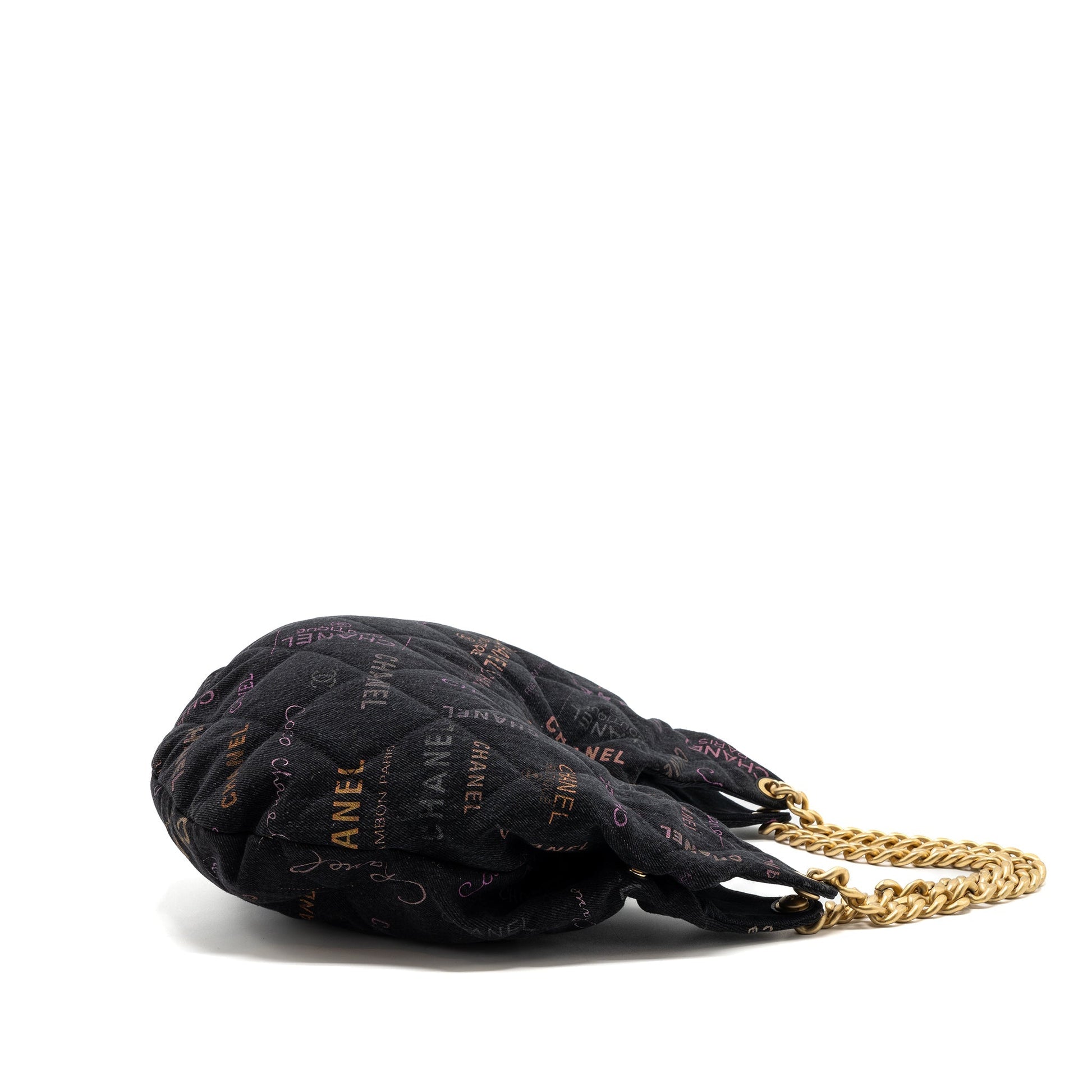 Chanel Denim Graffiti GHW microchip Black Shoulder Bag