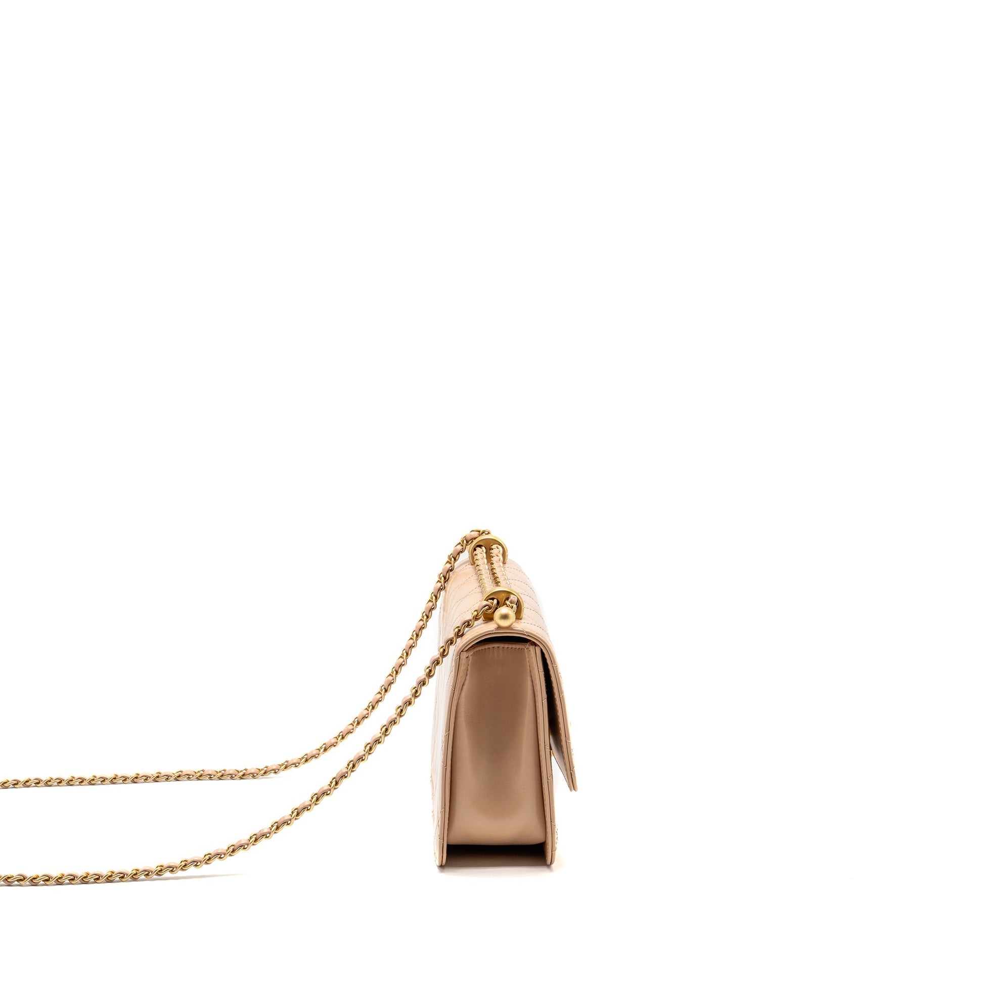 Chanel Crush Flap Calfskin GHW microchip Gold Beige Shoulder Bag Ghw Microchip