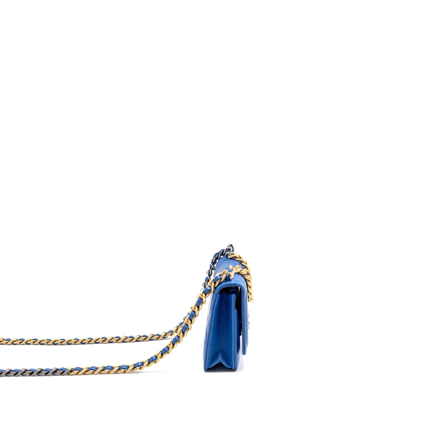 Chanel 19 On Lambskin Hardware Multicolour Blue Wallet Case
