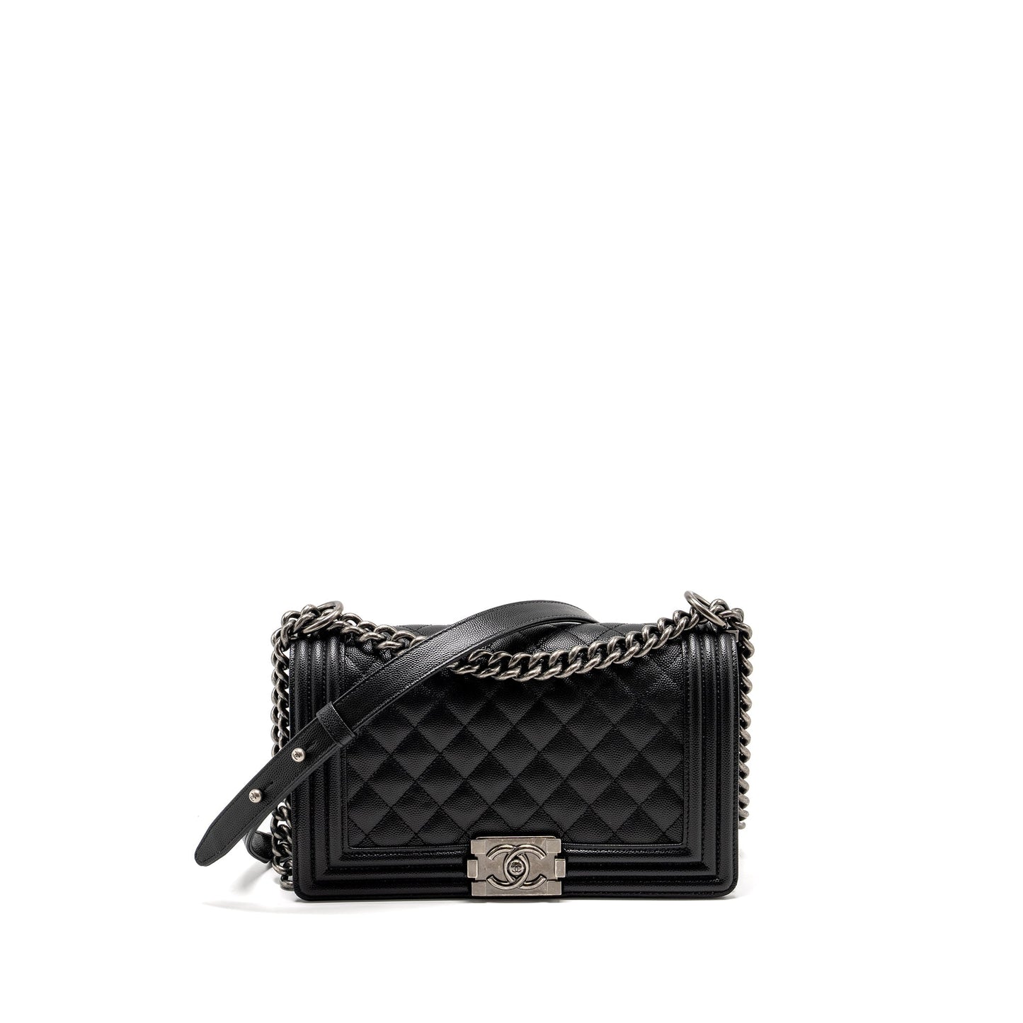 Chanel Boy Caviar Ruthenium Hardware microchip Black Handbag