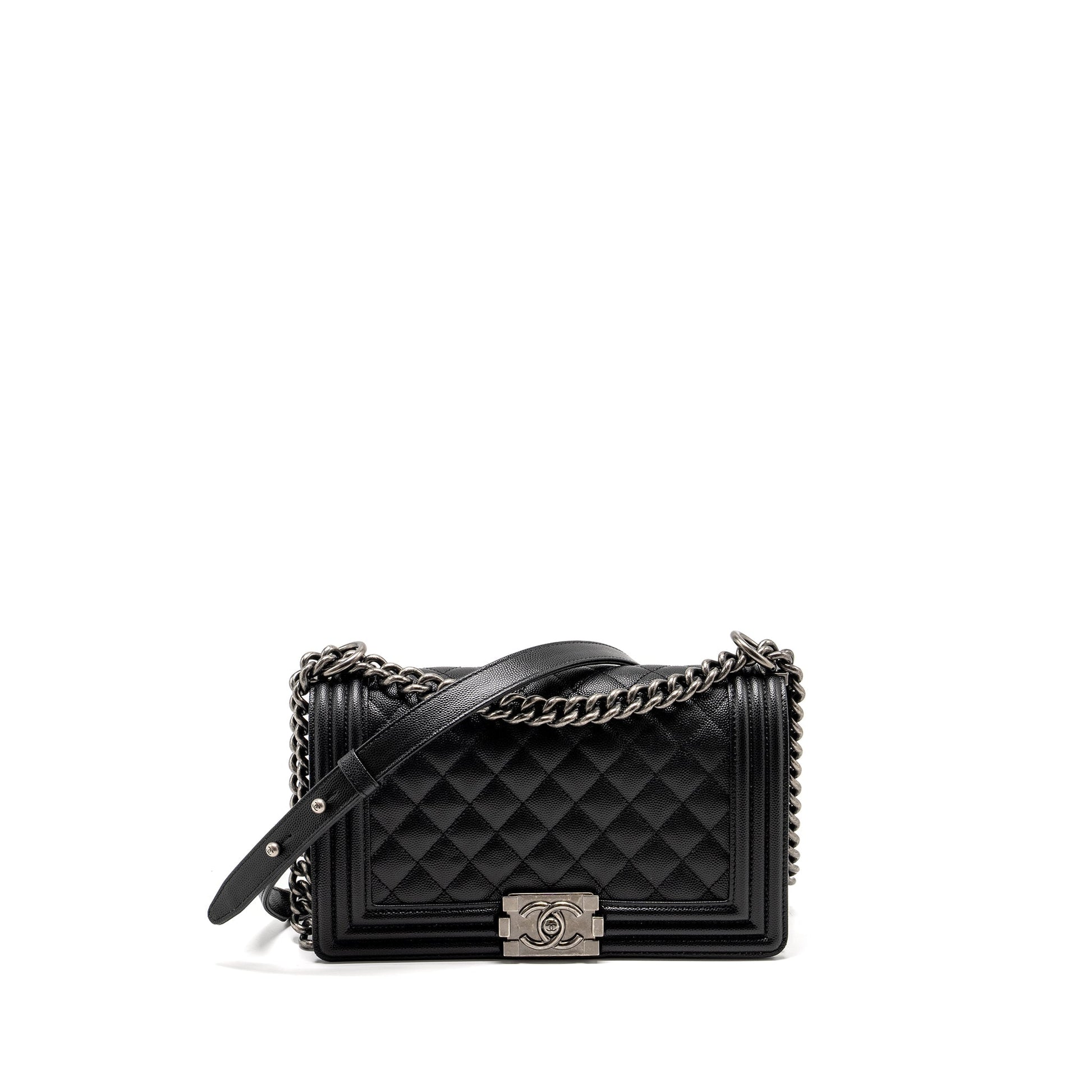 Chanel Boy Caviar Ruthenium Hardware microchip Black Handbag