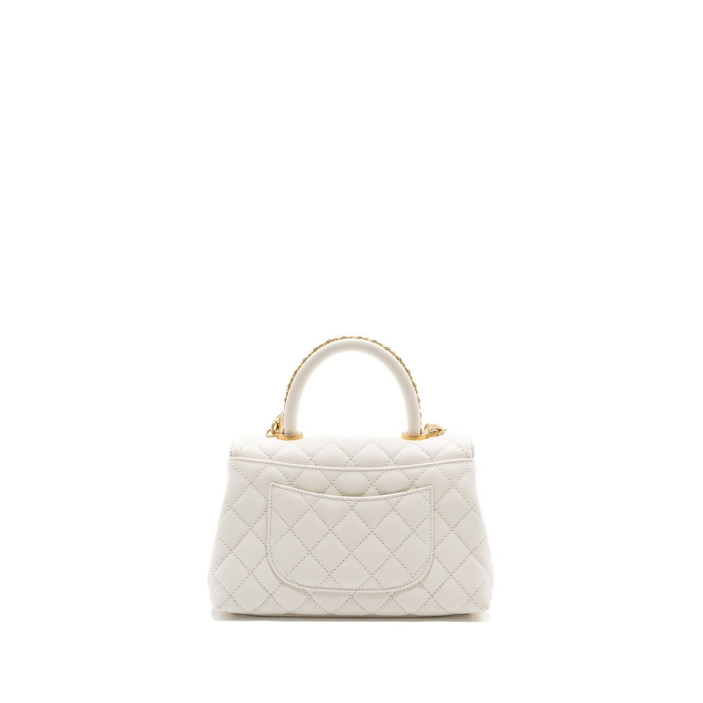 Chanel 23P detailed top handle coco handle White Small Handbag