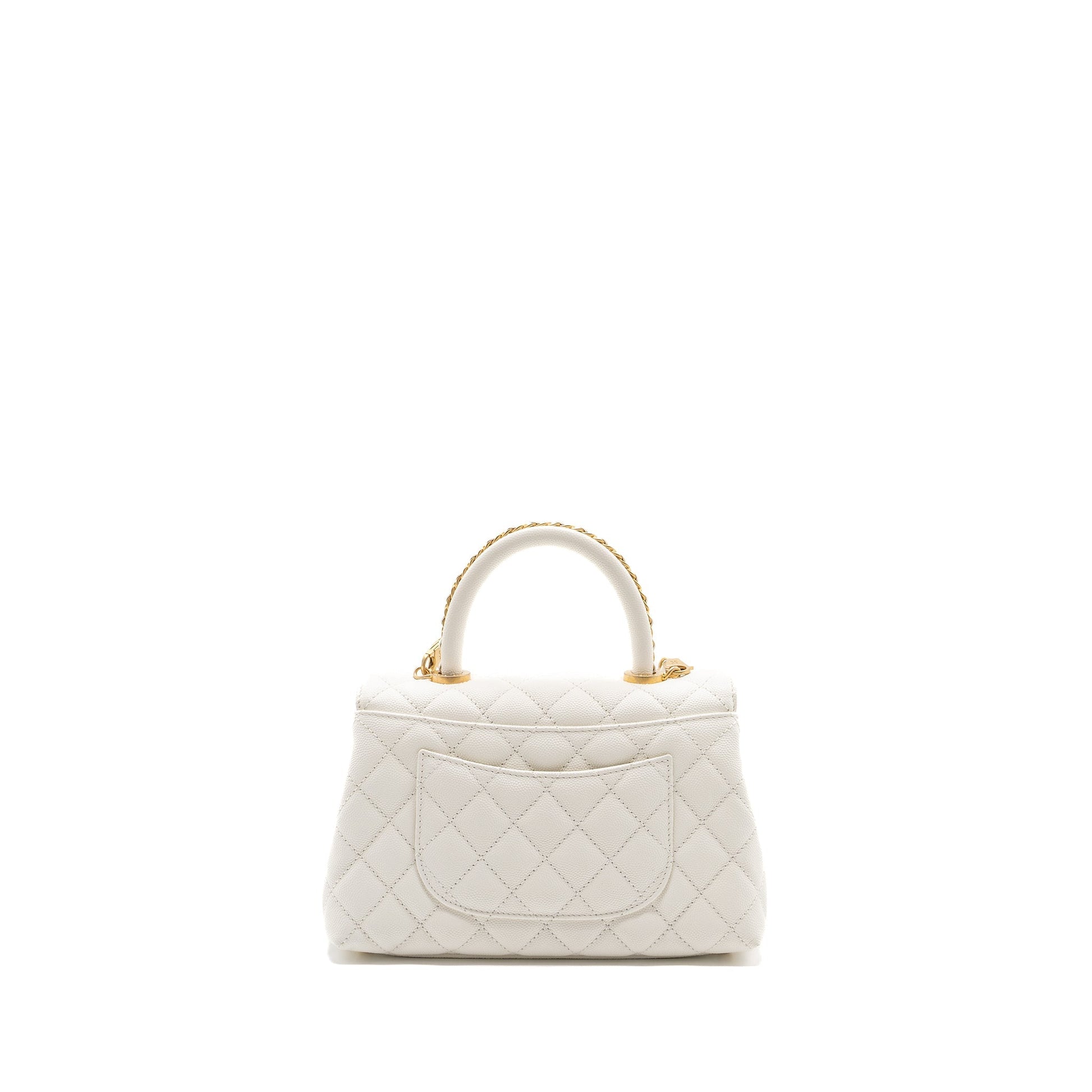 Chanel 23P detailed top handle coco handle White Small Handbag