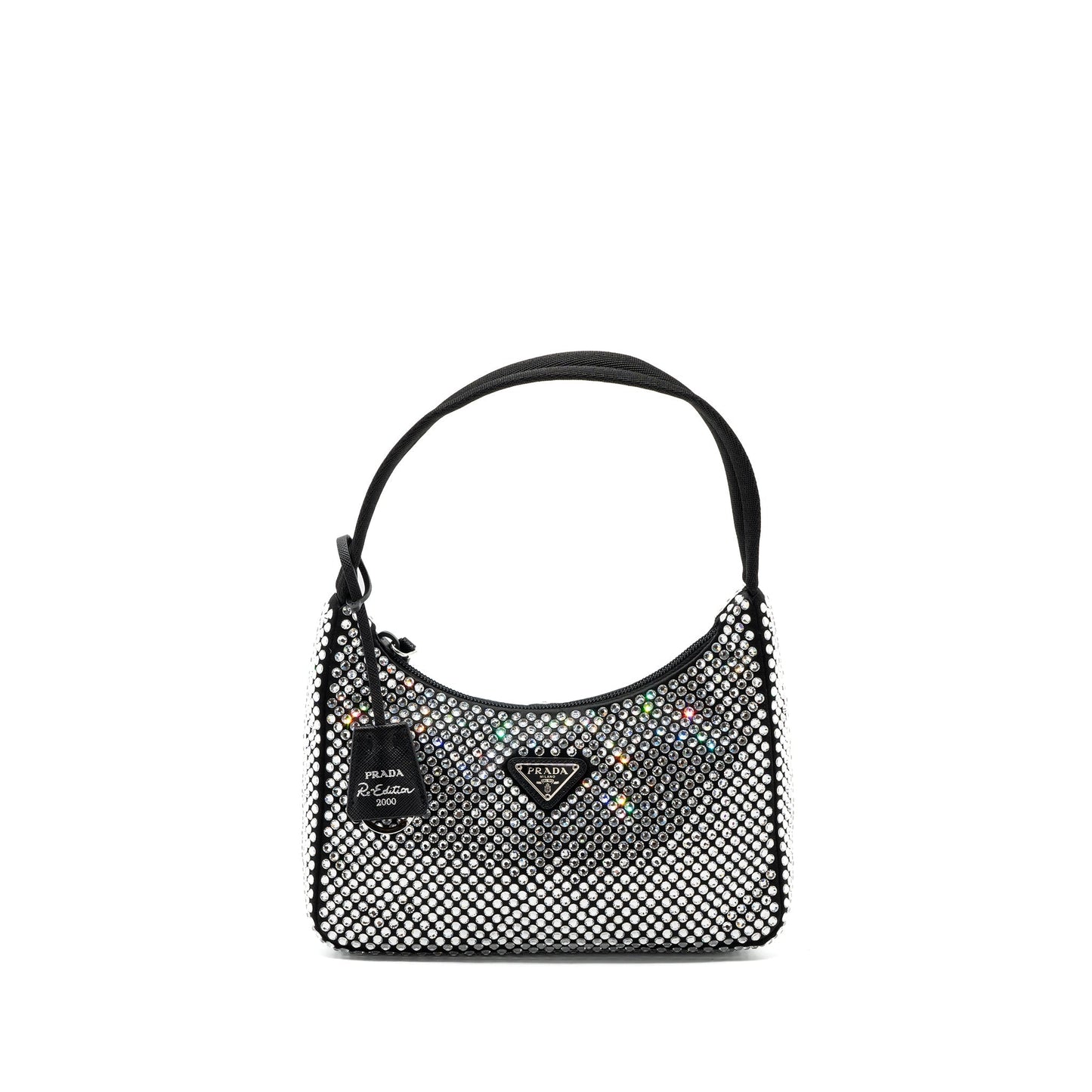 Prada Reedition Purse With Crystal Handbag Satin Black Travel Bag