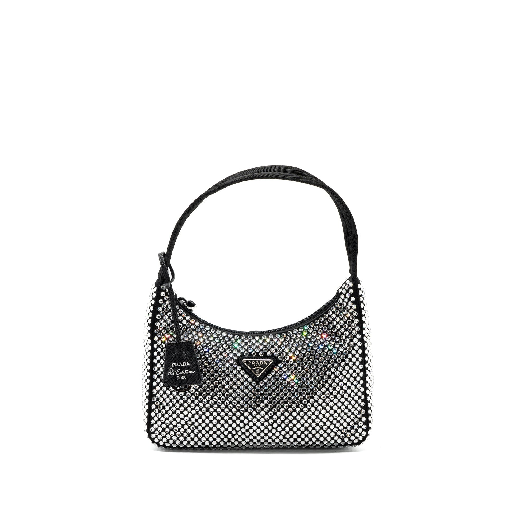 Prada Reedition Purse With Crystal Handbag Satin Black Travel Bag