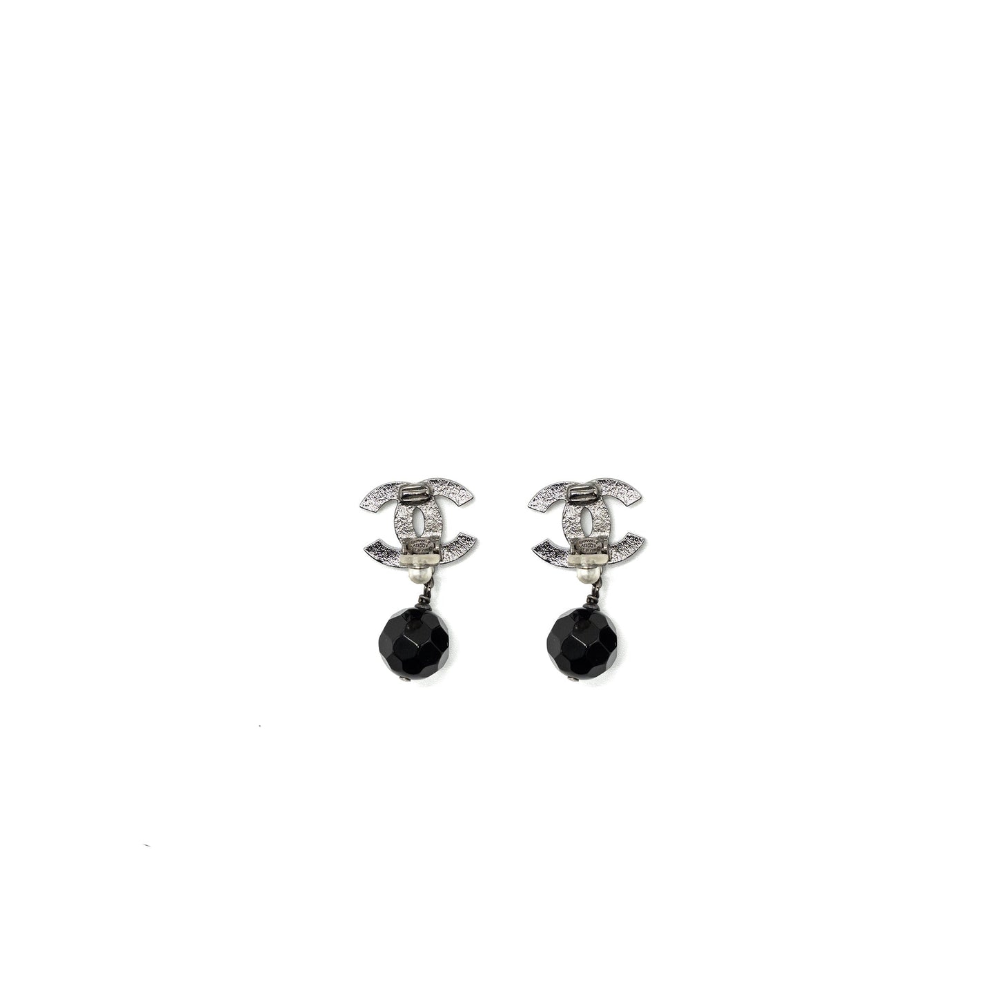 Chanel CC Logo Drop Ear Clips Ruthenium Handbag