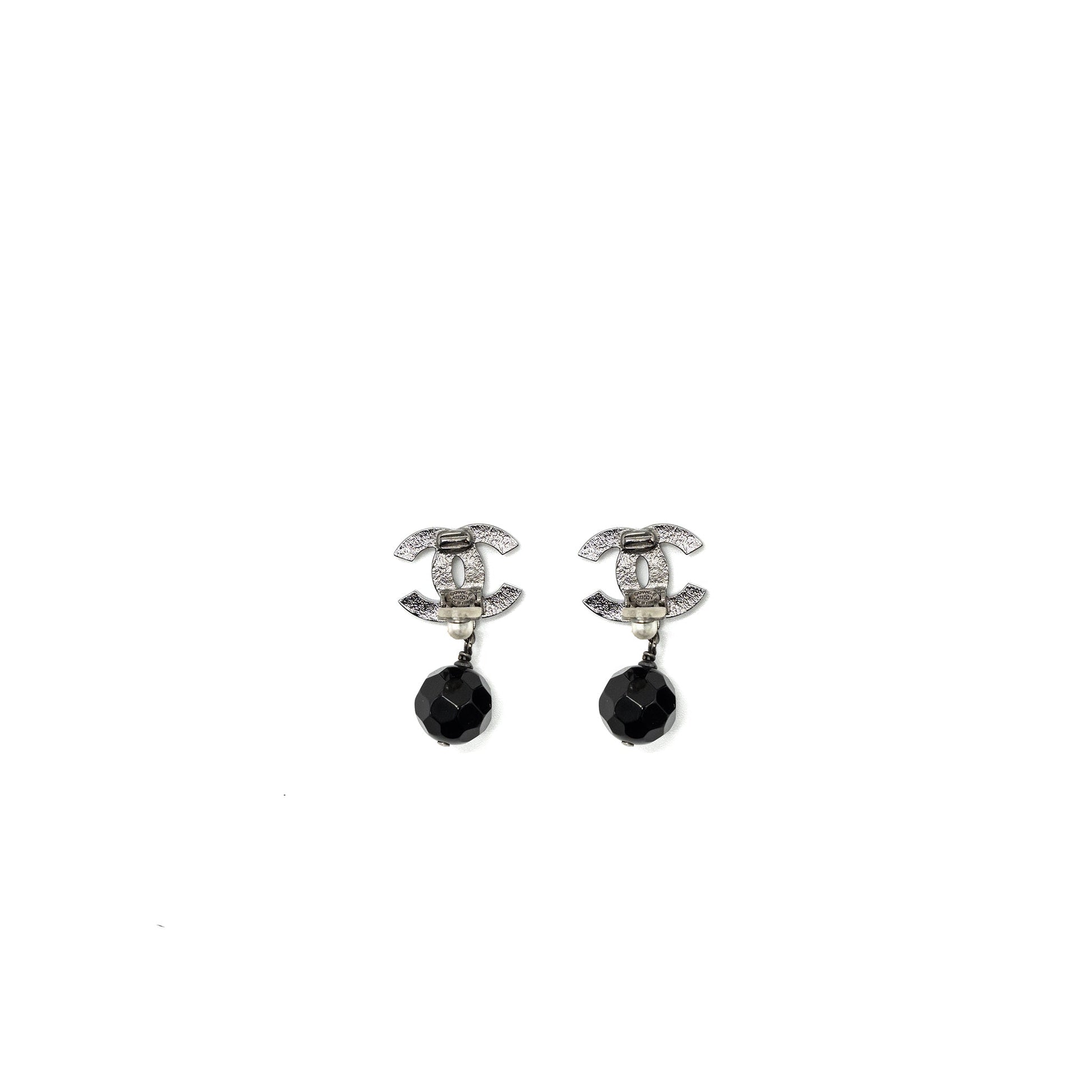 Chanel CC Logo Drop Ear Clips Ruthenium Handbag