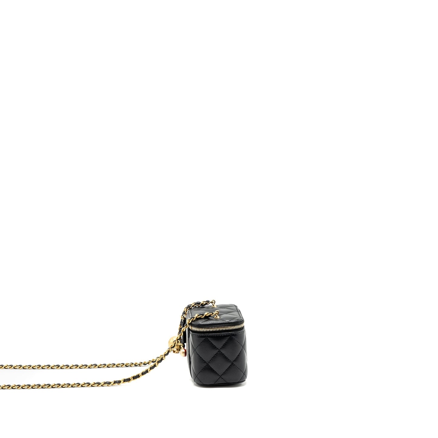 Chanel Pearl Crush Vanity Lambskin GHW microchip Black Mini Bag Ghw Microchip