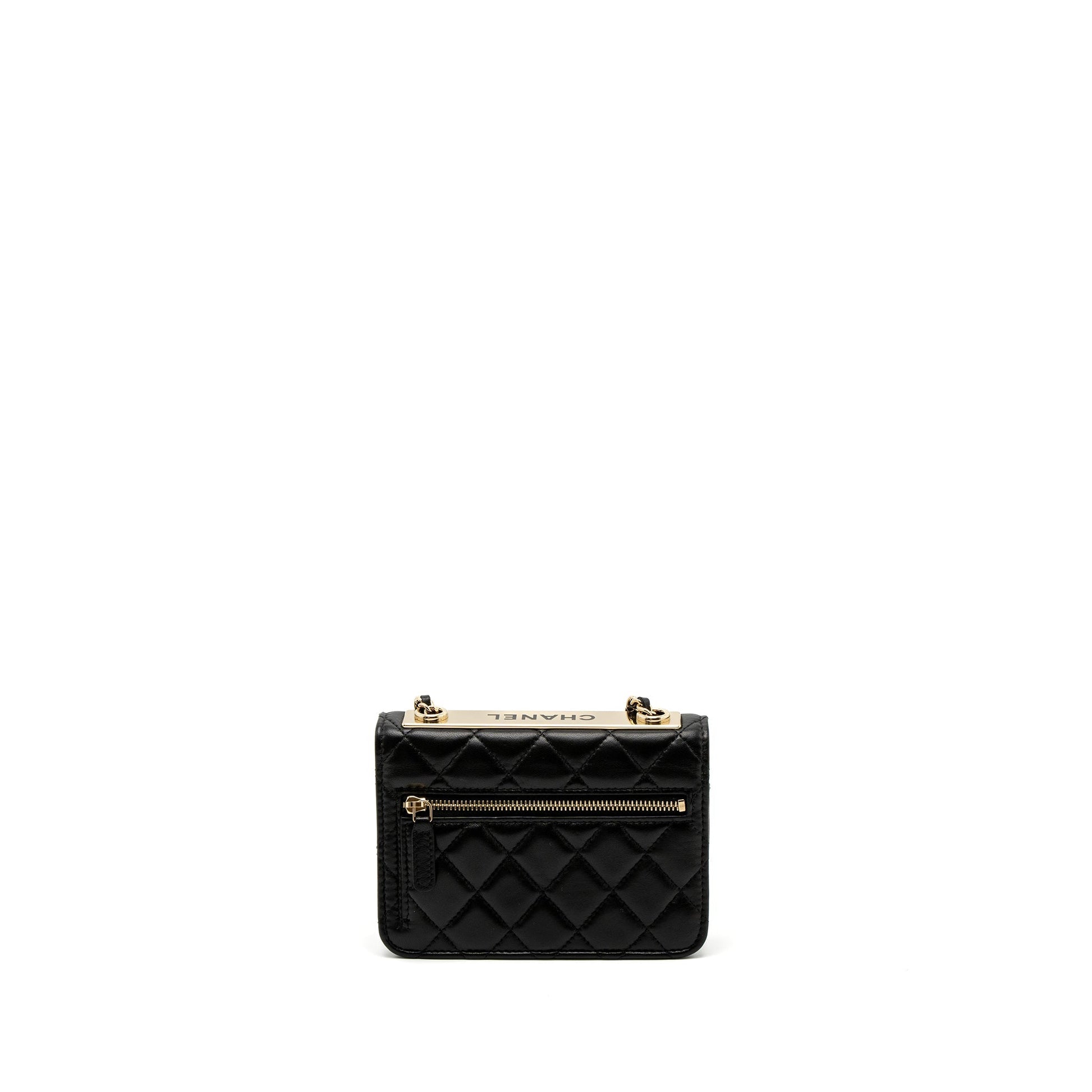 Chanel Trendy CC on Lambskin LGHW Microchip Black Wallet Case