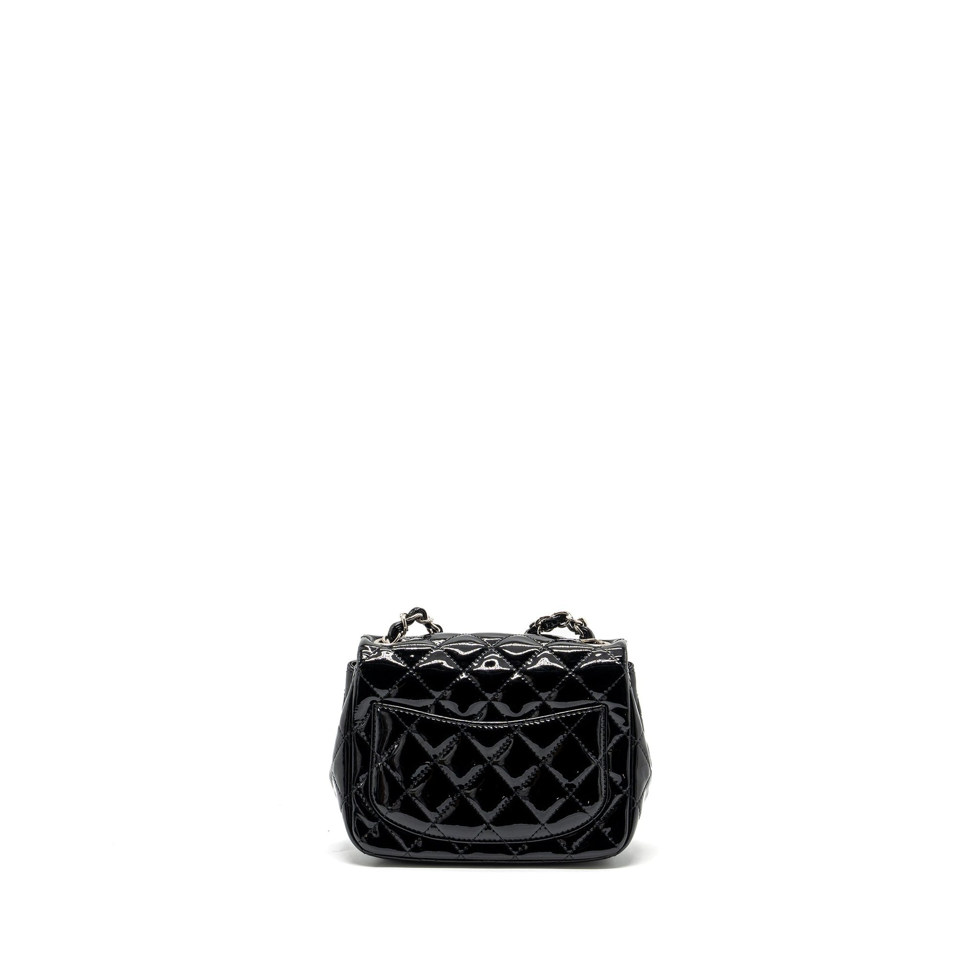 Chanel Classic Square Flap Patent SHW Black Shoulder Bag