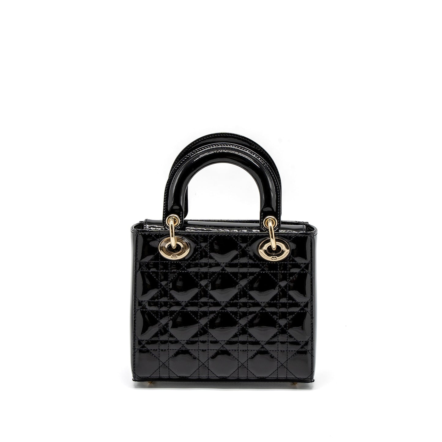 Dior Lady Purse Patent Handbag Black Small Travel Bag