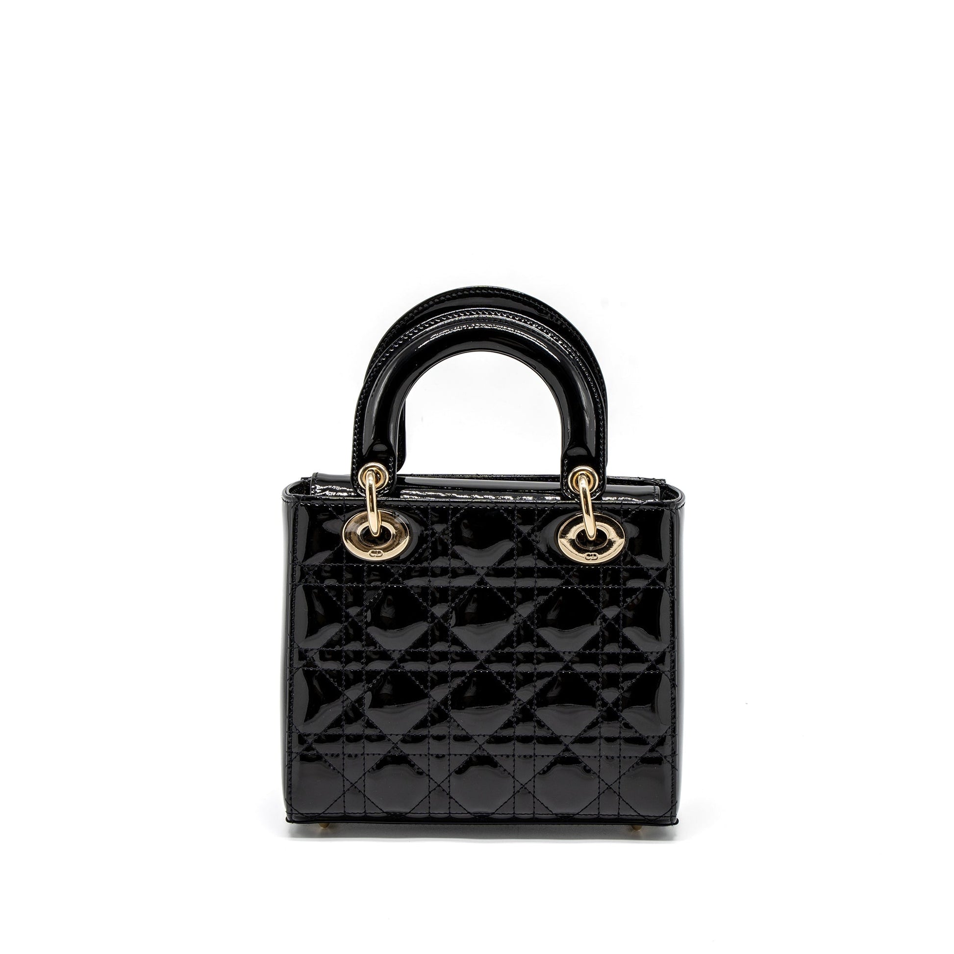 Dior Lady Purse Patent Handbag Black Small Travel Bag
