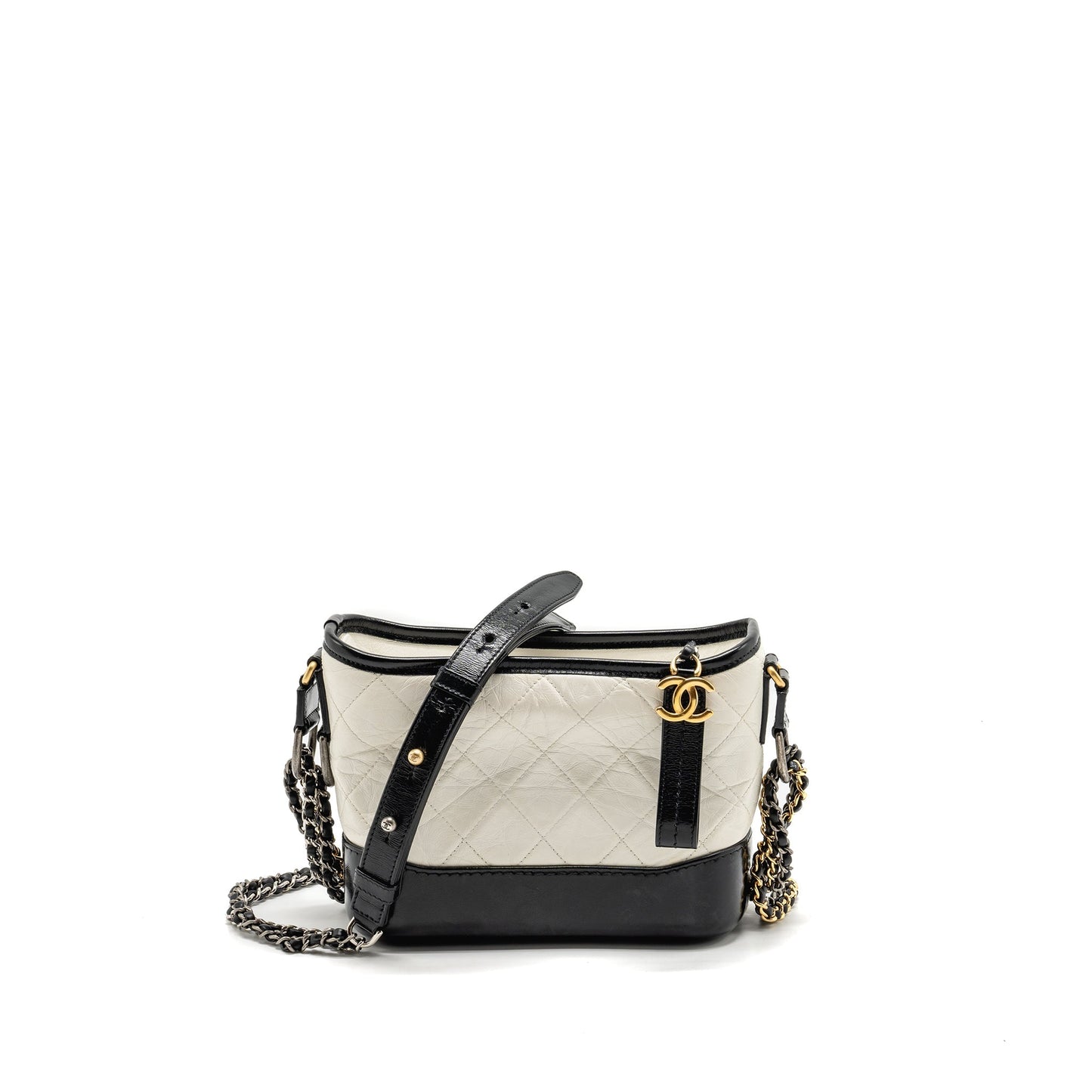 Chanel Gabrielle HOBO Aged Calfskin Hardware Multicolour Black White Small Shoulder Bag