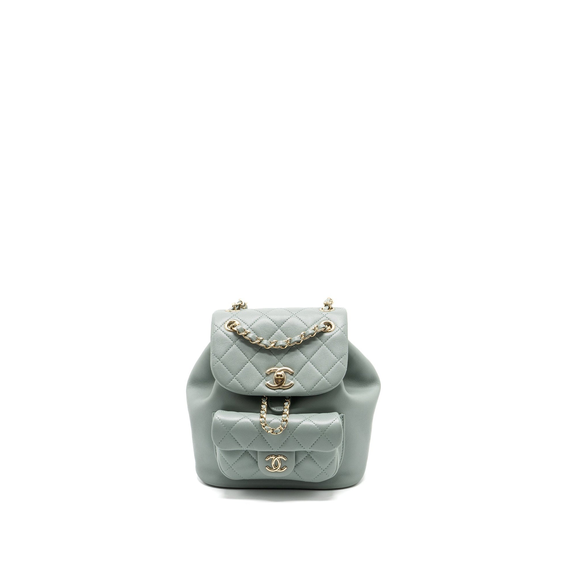 Chanel 23C Duma Backpack Calfskin Light LGHW Grey Lghw Microchip