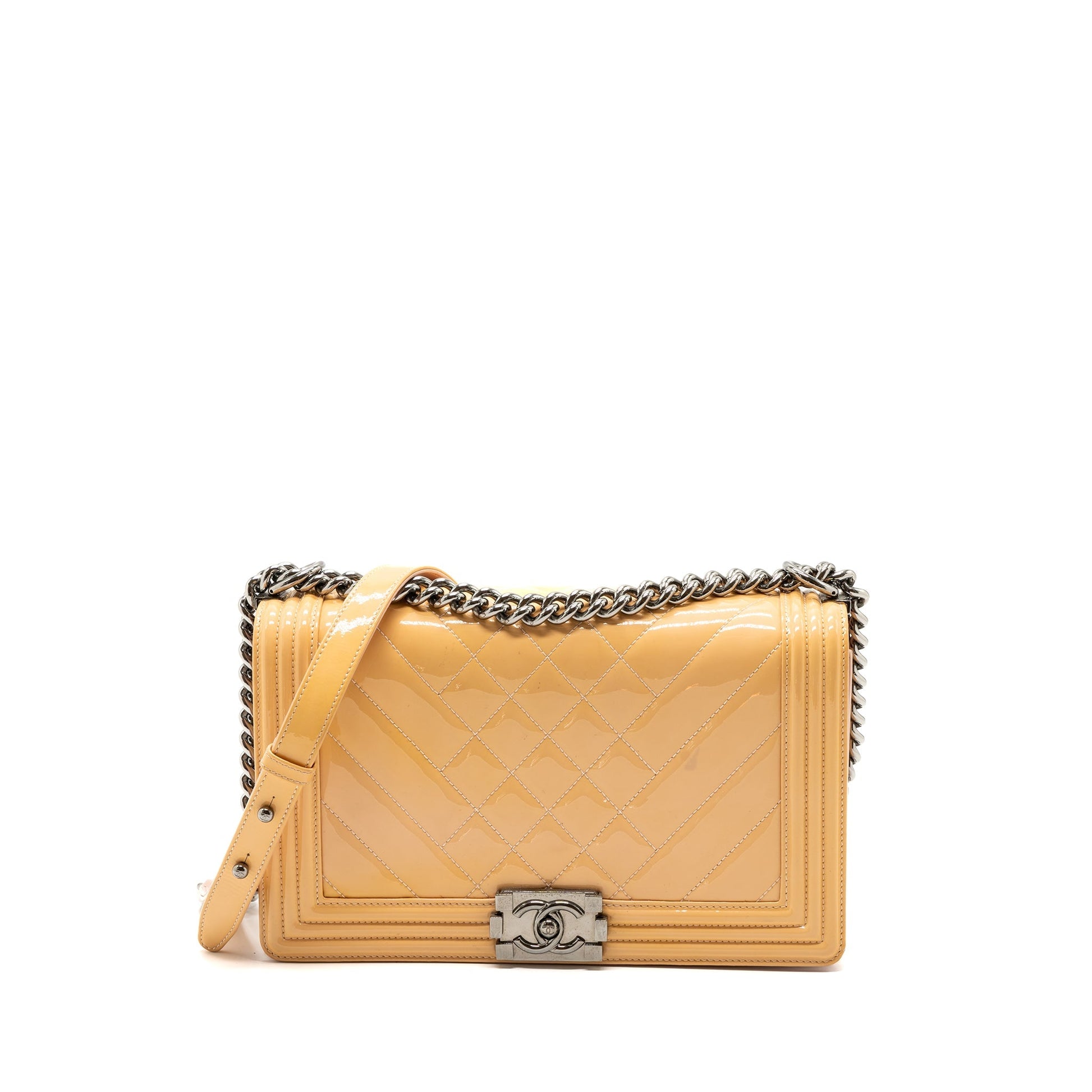 Chanel New Boy Patent SHW Pink Handbag