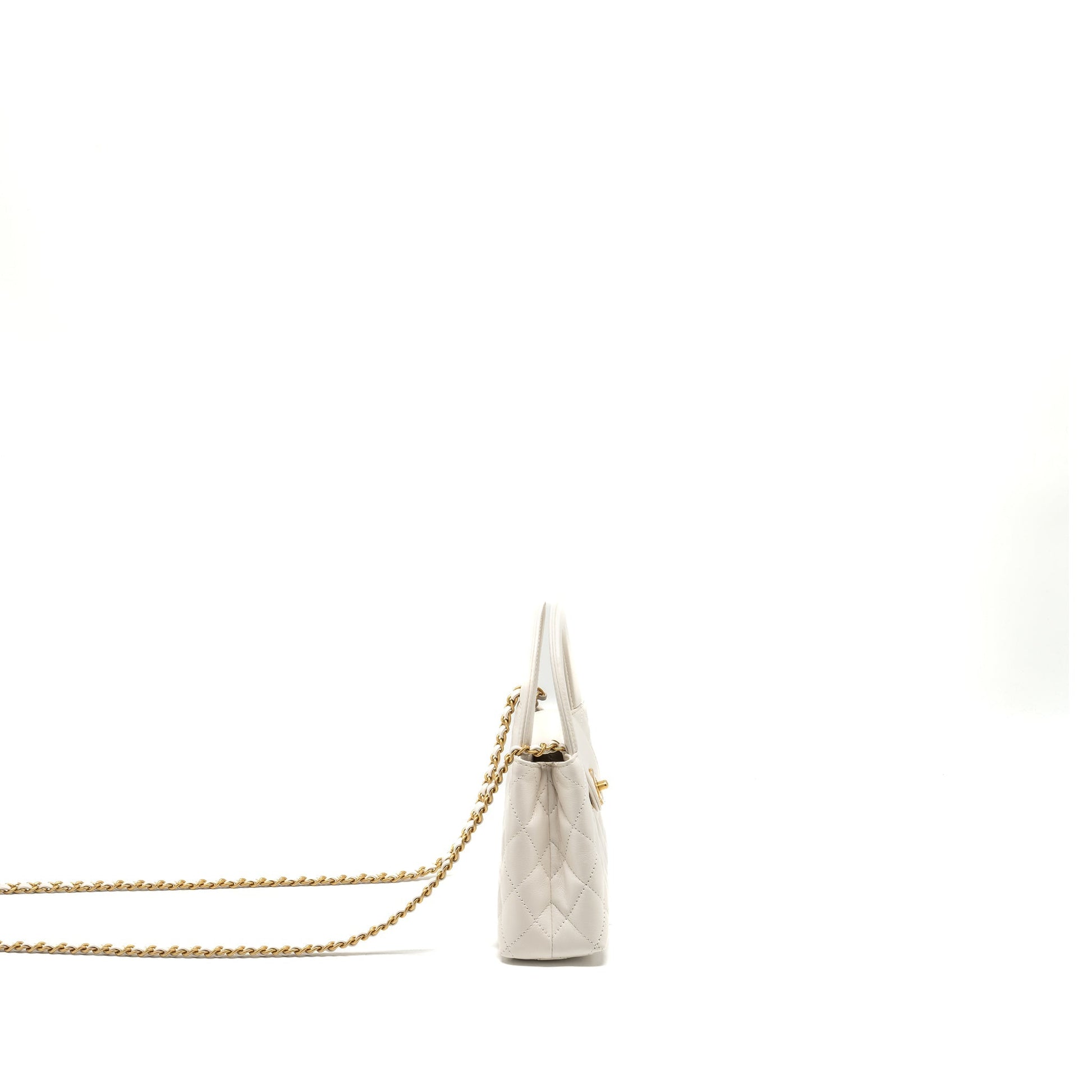 Chanel kelly shopping calfskin GHW microchip White Tote Bag