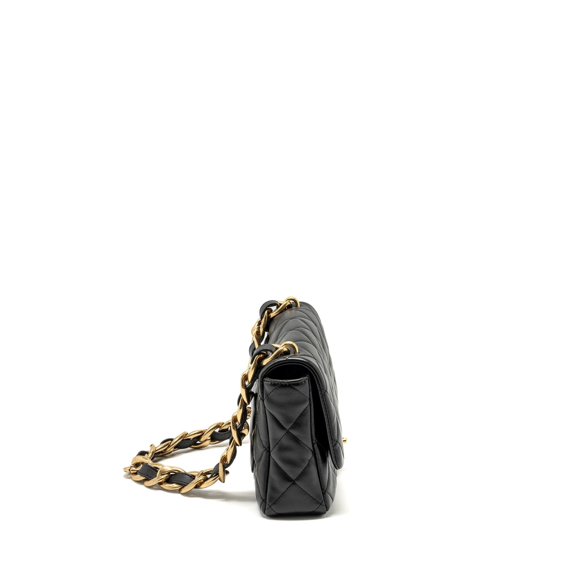 Chanel Giant Quilted flap lambskin GHW microchip Black Shoulder Bag