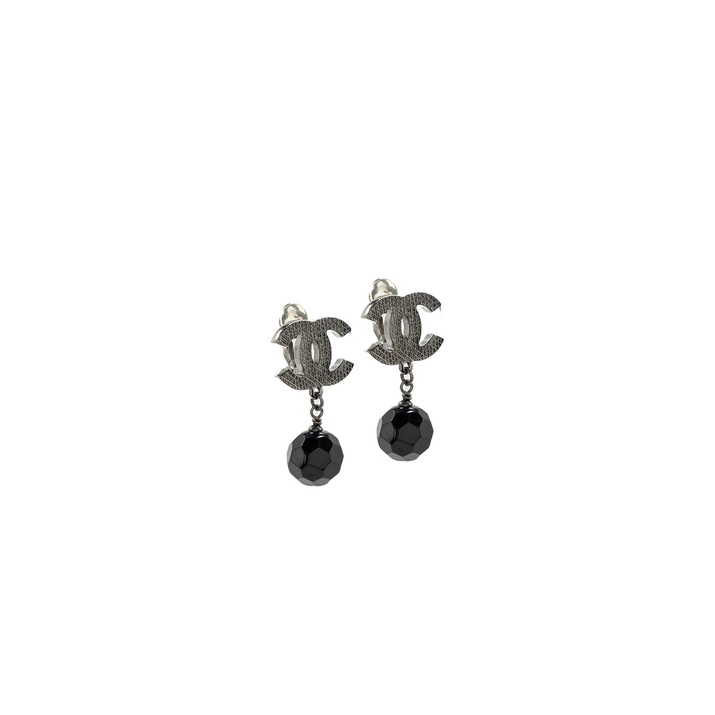 Chanel CC Logo Drop Ear Clips Ruthenium Handbag