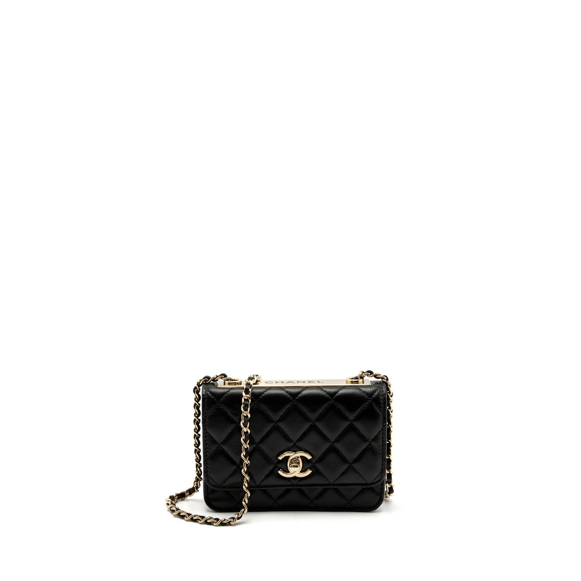 Chanel Trendy CC on Lambskin LGHW Microchip Black Wallet Case