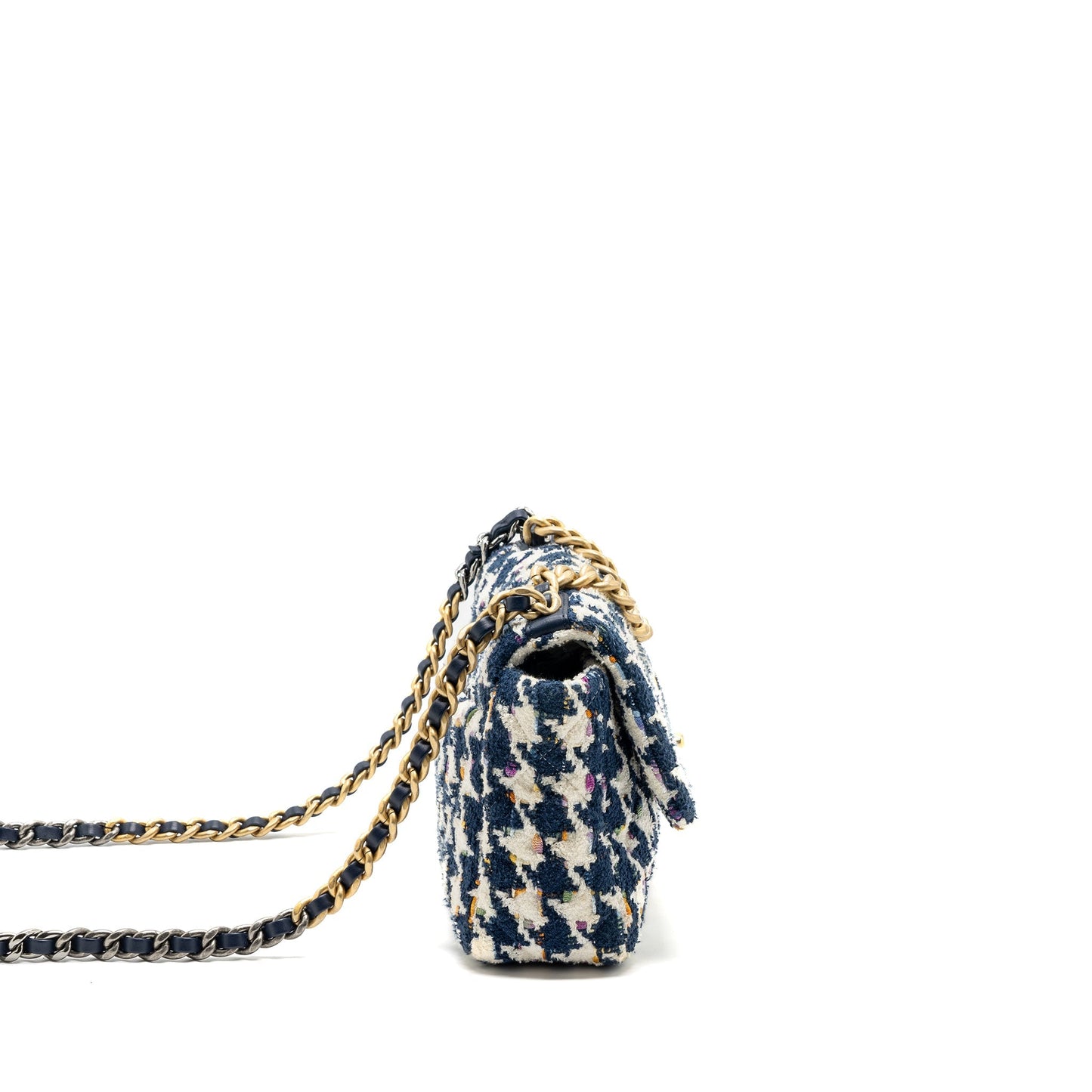 Chanel 19 fabric hardware Multicolor Multicolour White Blue Small Handbag