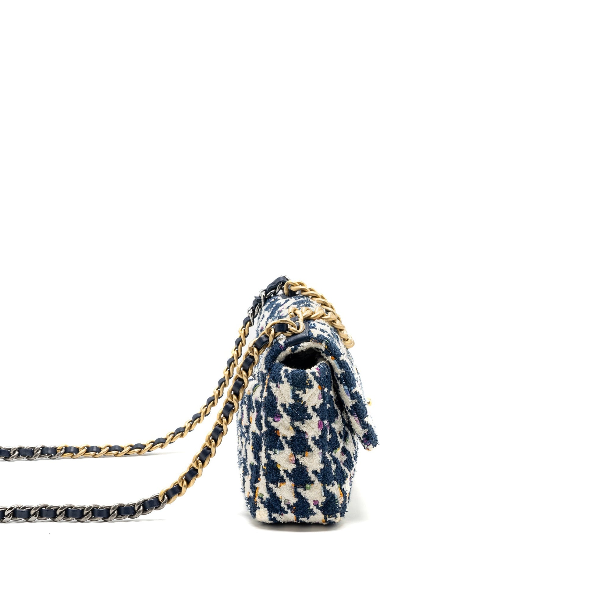 Chanel 19 fabric hardware Multicolor Multicolour White Blue Small Handbag