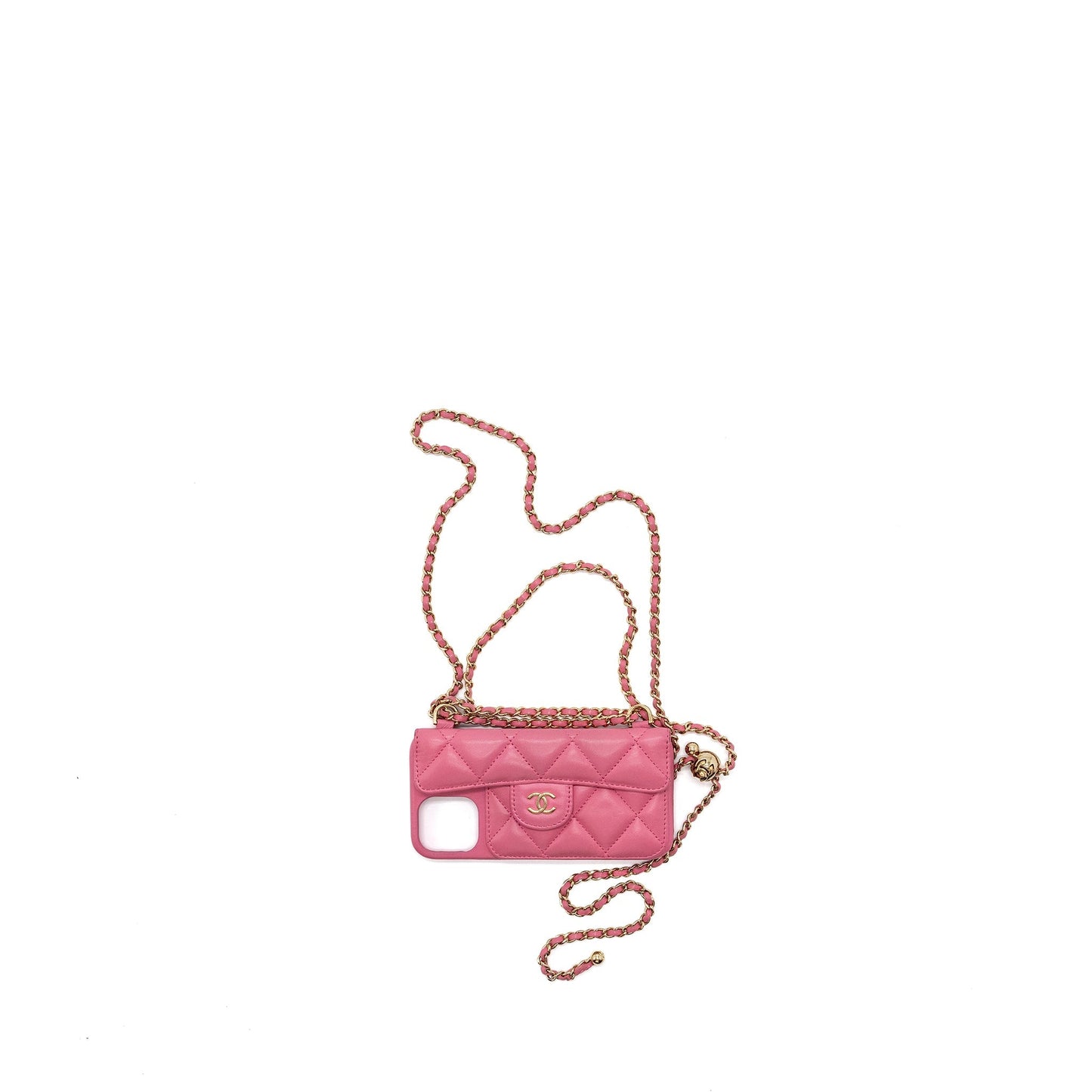 Chanel 21P pearl crush phone iPhone 12 Pink Handbag