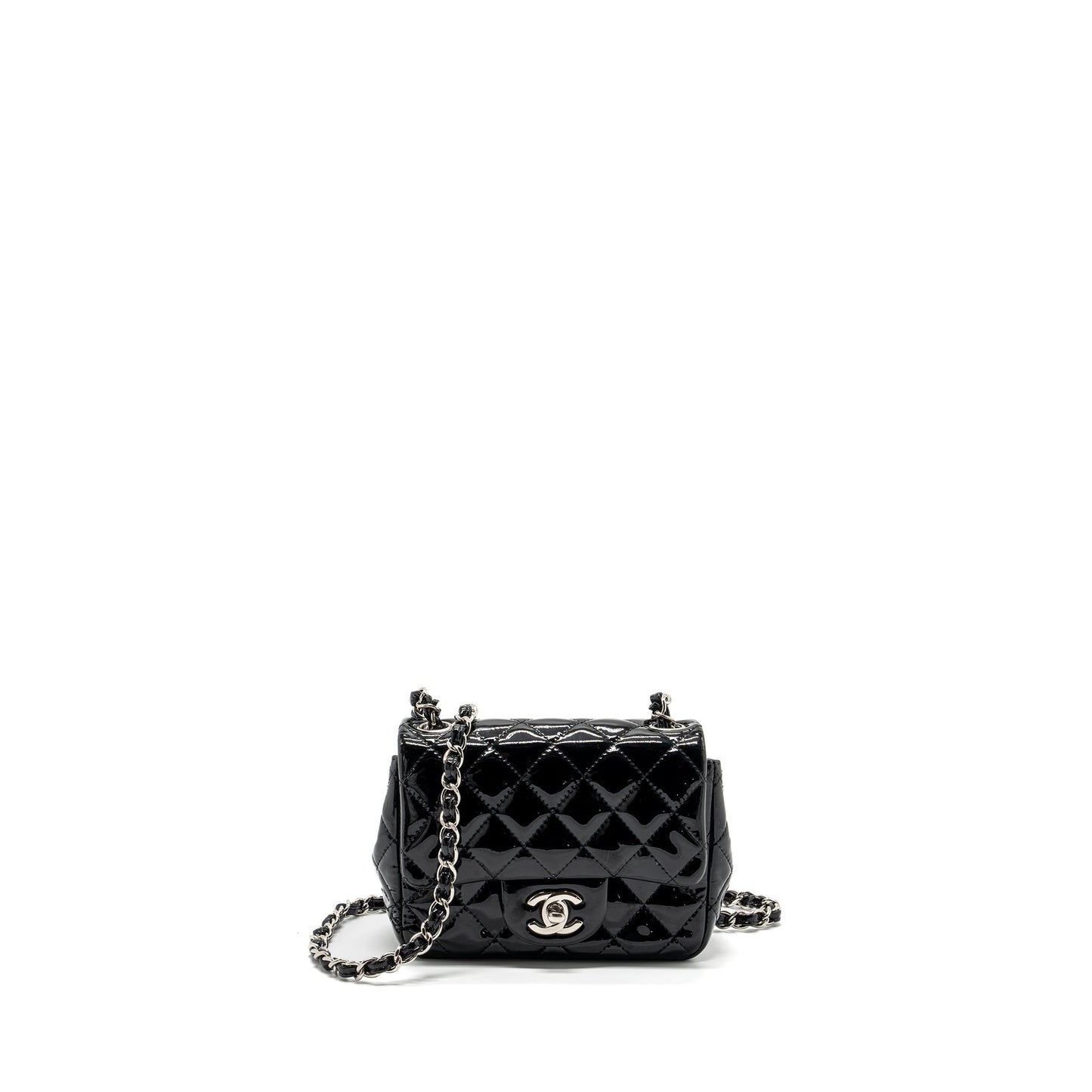 Chanel Classic Square Flap Patent SHW Black Shoulder Bag