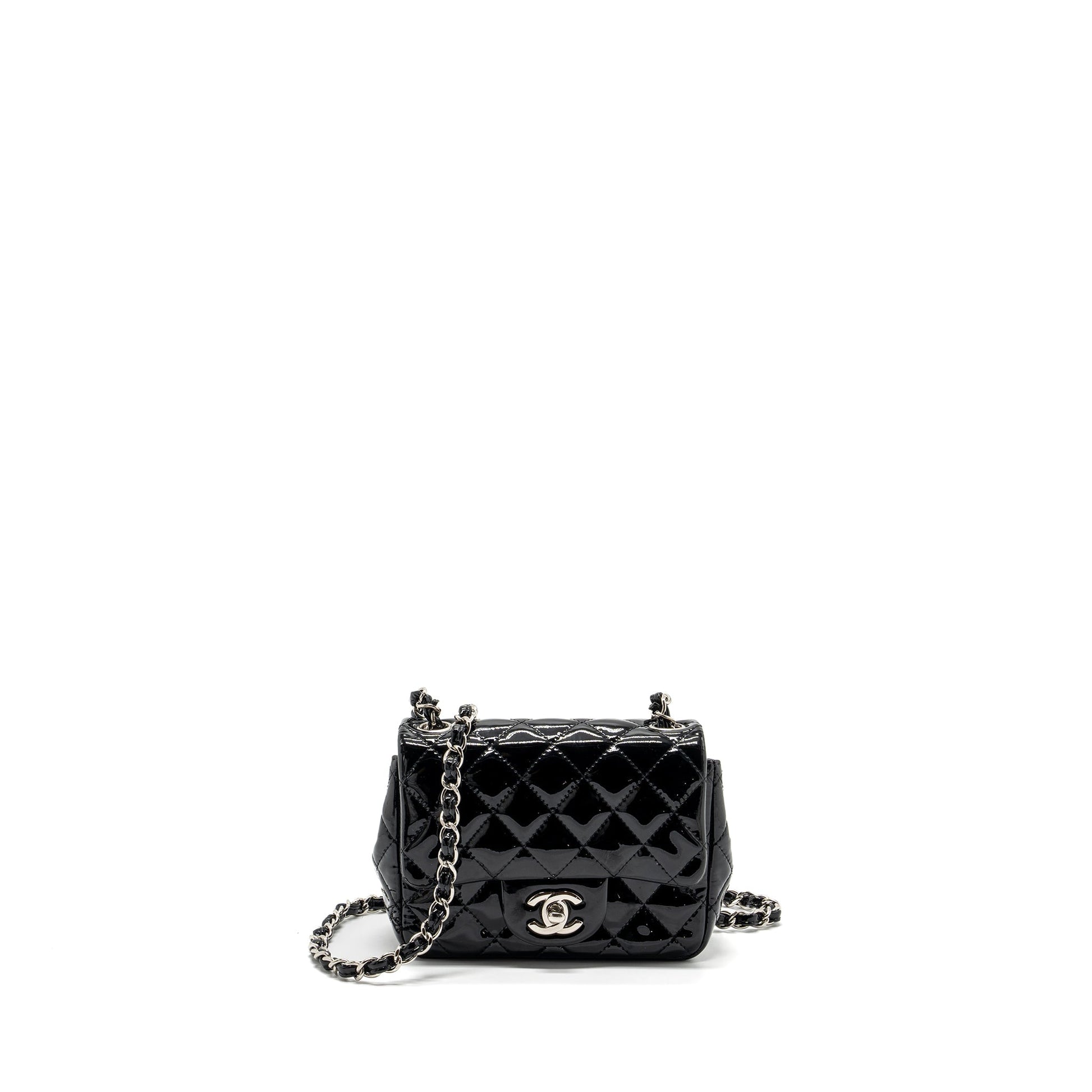 Chanel Classic Square Flap Patent SHW Black Shoulder Bag