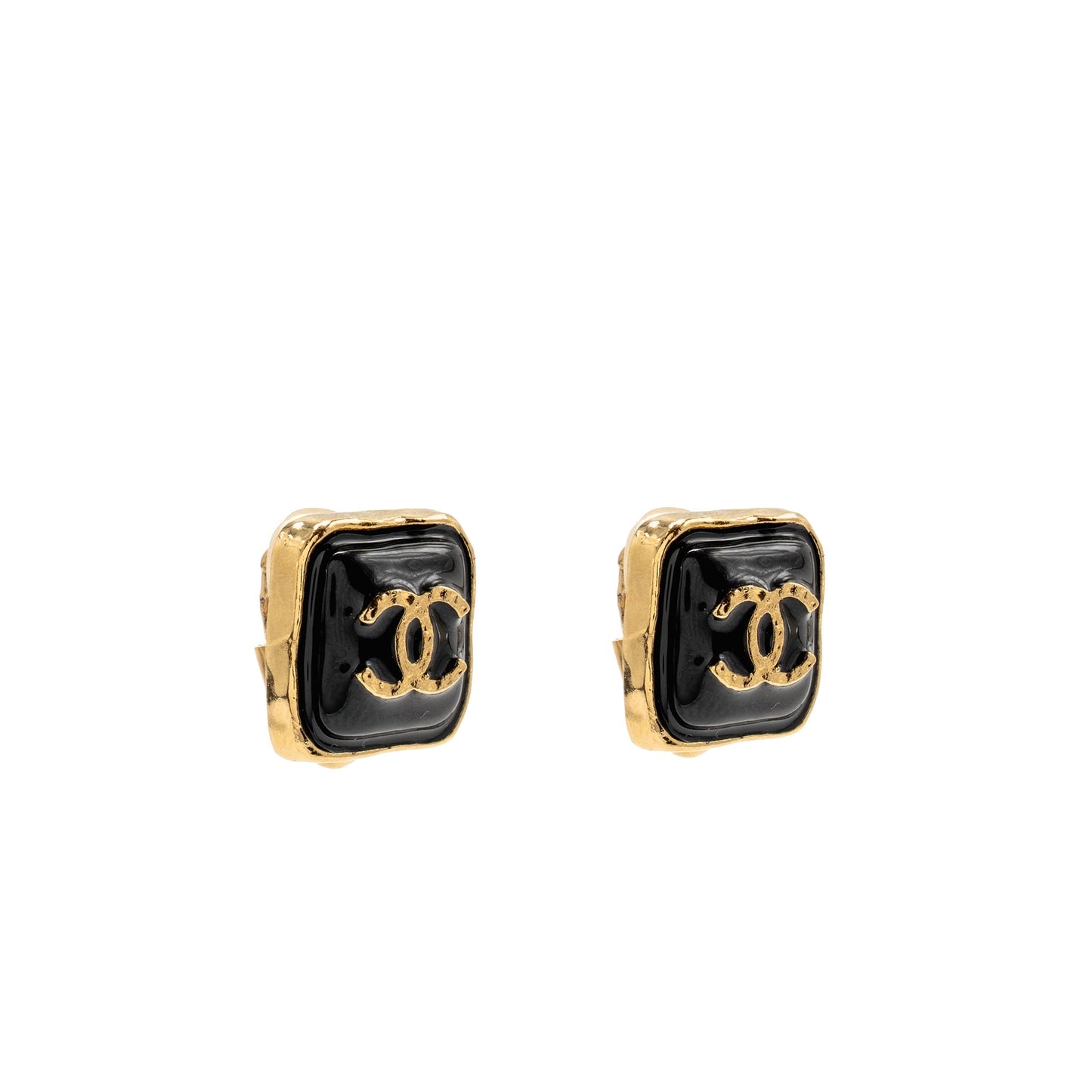Chanel Square CC Logo Ear Clips Tone Gold Handbag