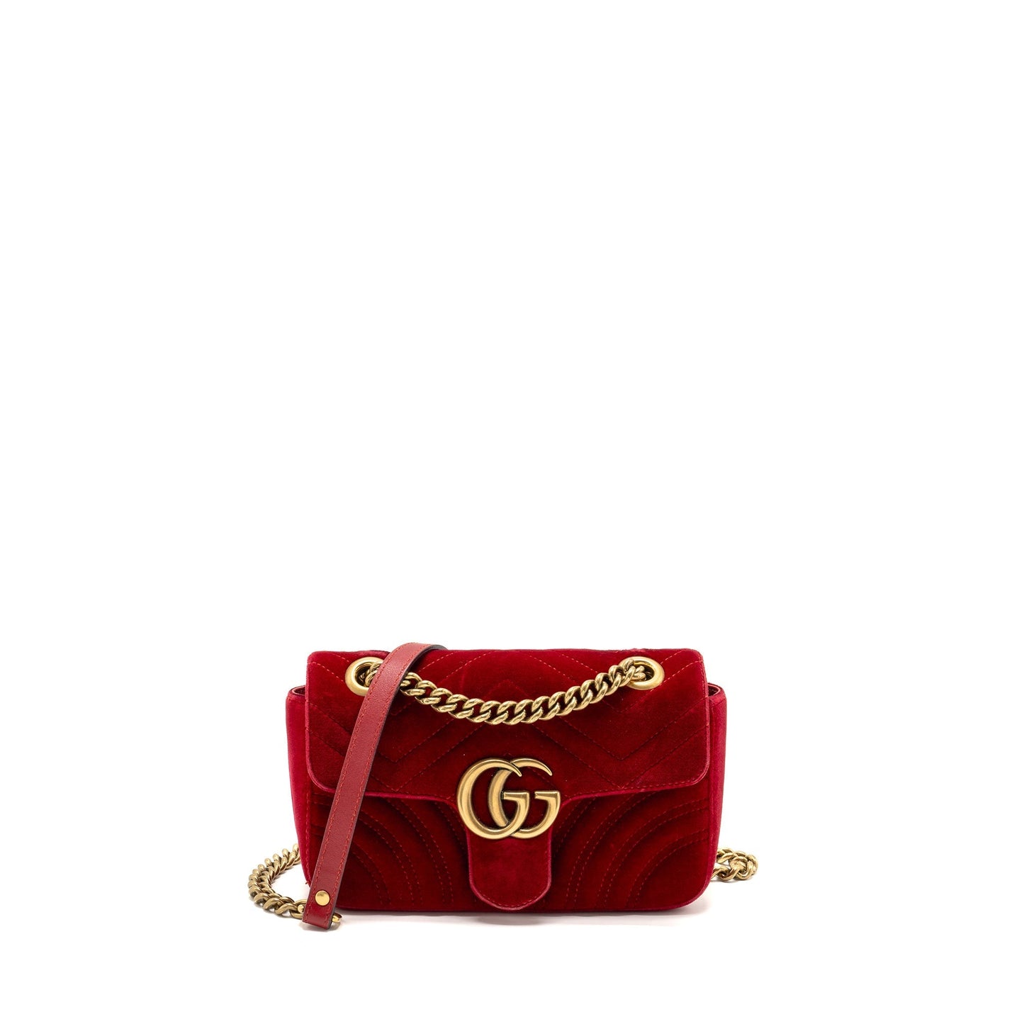Gucci Marmont Bag Velvet Red Mini Travel Bag