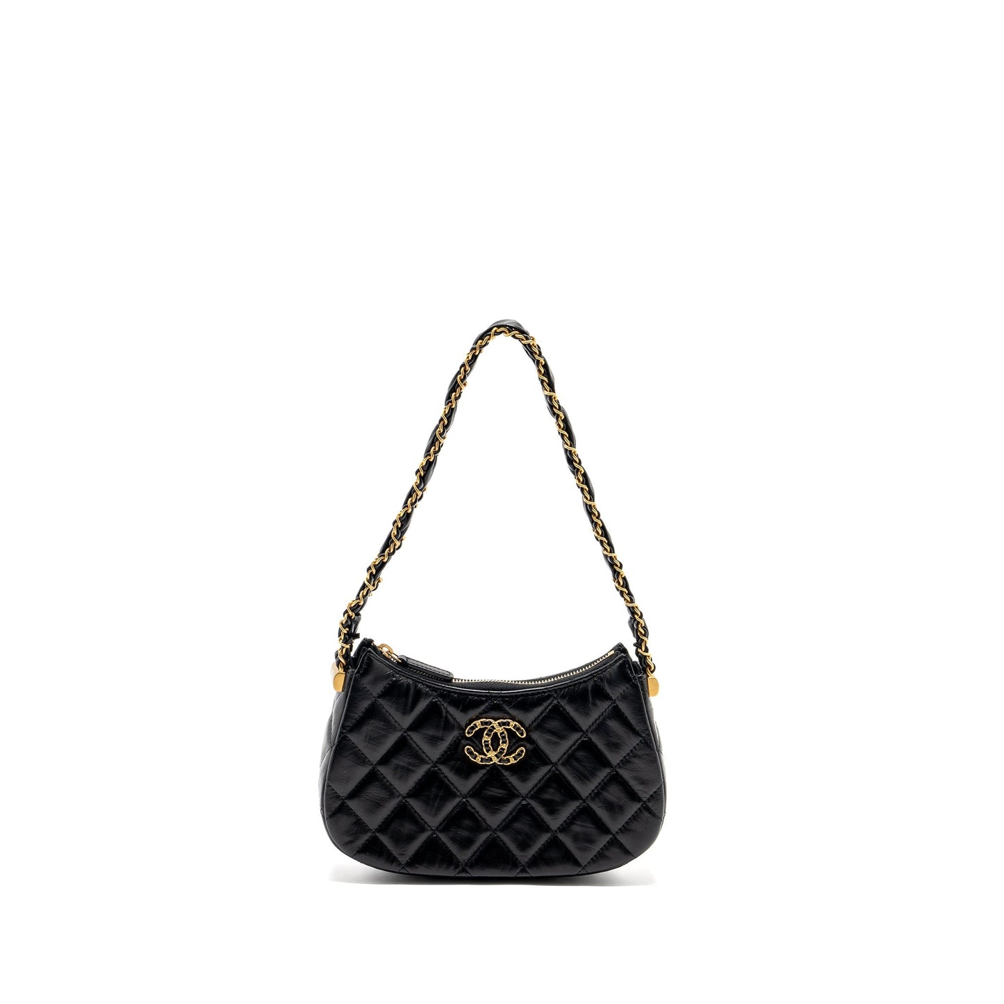 Chanel 23k Hobo Calfskin GHW microchip Black Small Shoulder Bag