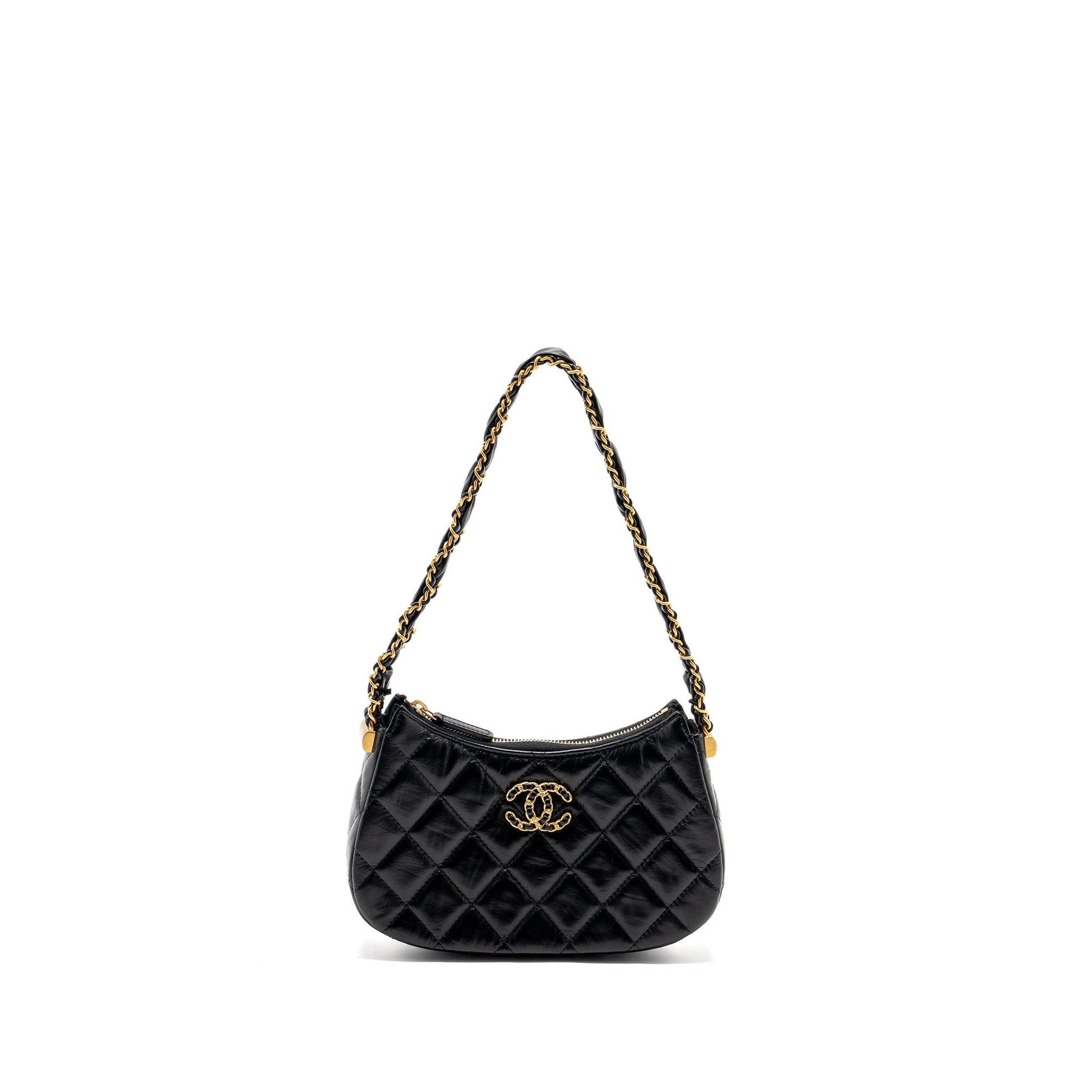 Chanel 23k Hobo Calfskin GHW microchip Black Small Shoulder Bag