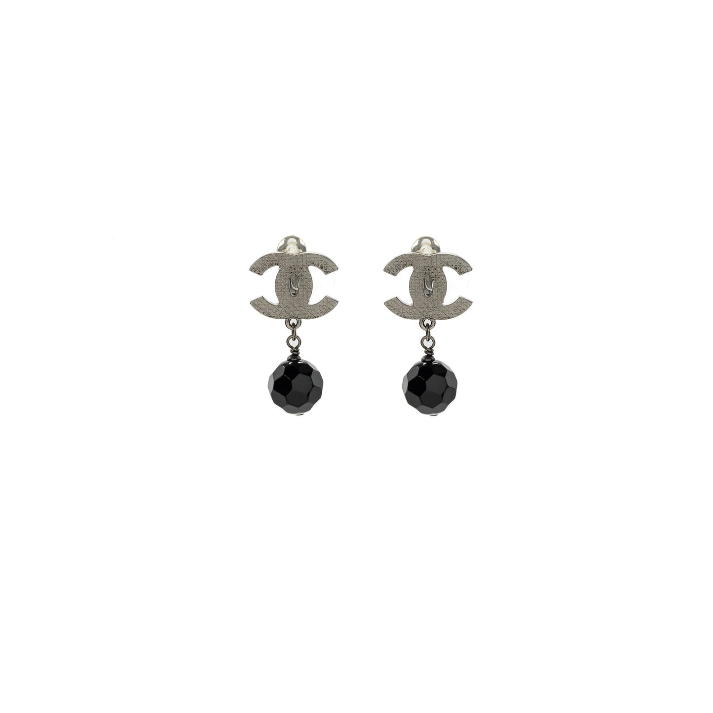 Chanel CC Logo Drop Ear Clips Ruthenium Handbag