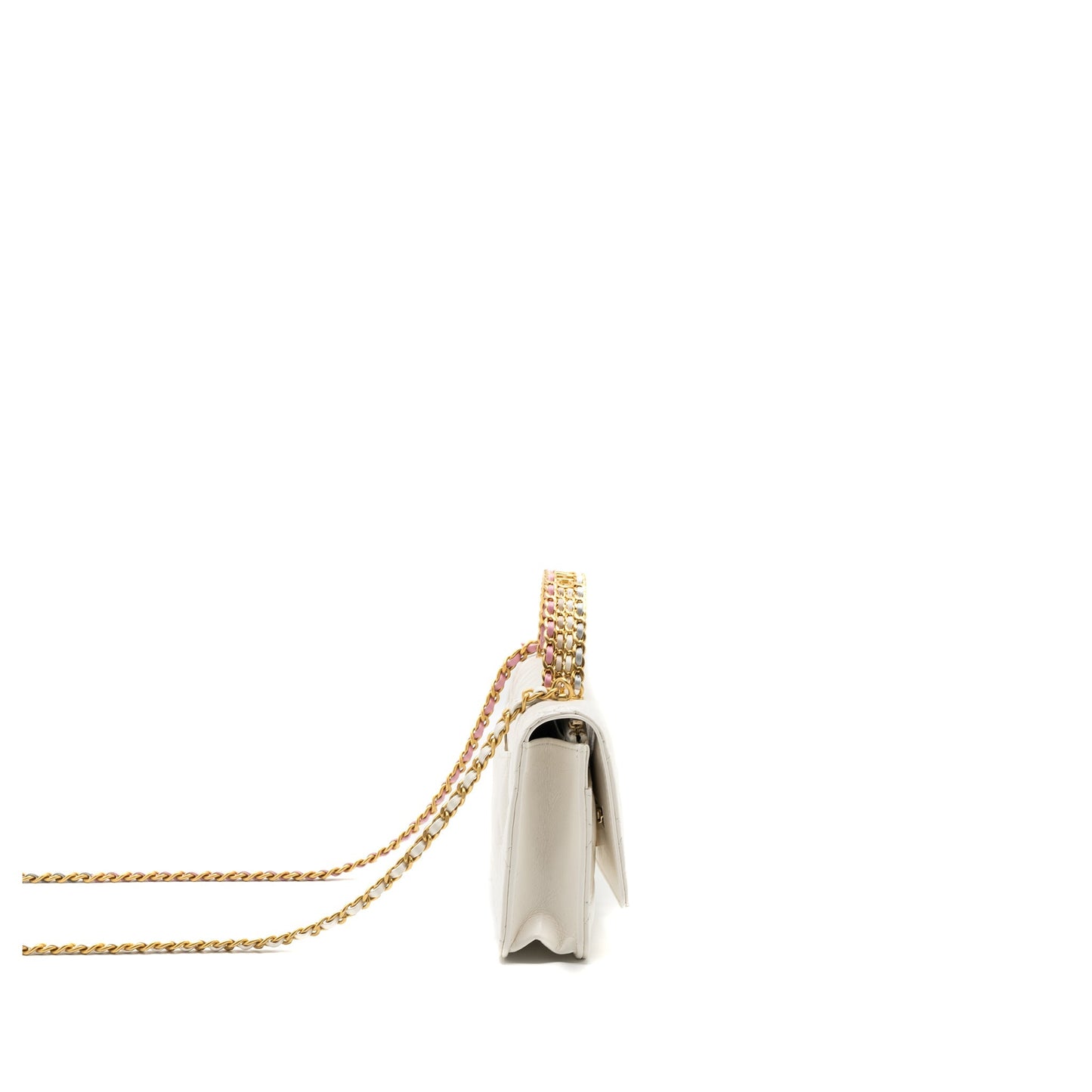 Chanel 23p Letter Top Handle On Calfskin White Wallet Case