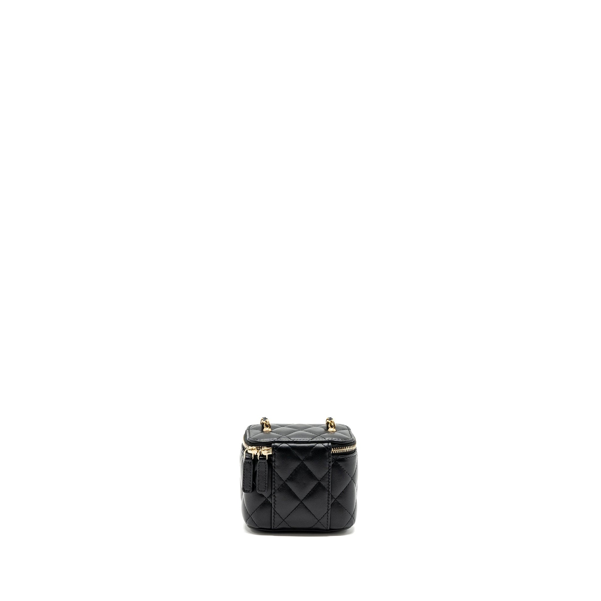 Chanel Pearl Crush Vanity Lambskin GHW microchip Black Mini Bag Ghw Microchip