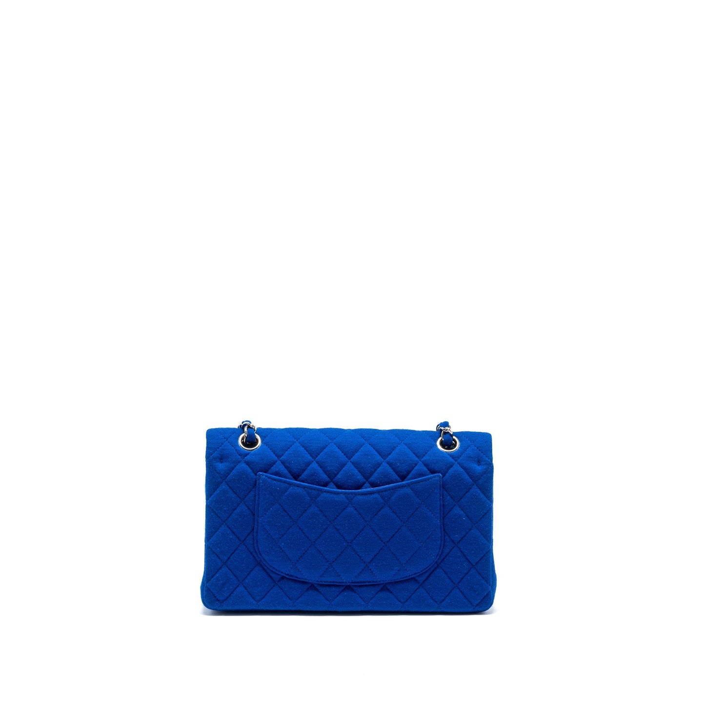 Chanel classic double flap fabric SHW Blue Shoulder Bag
