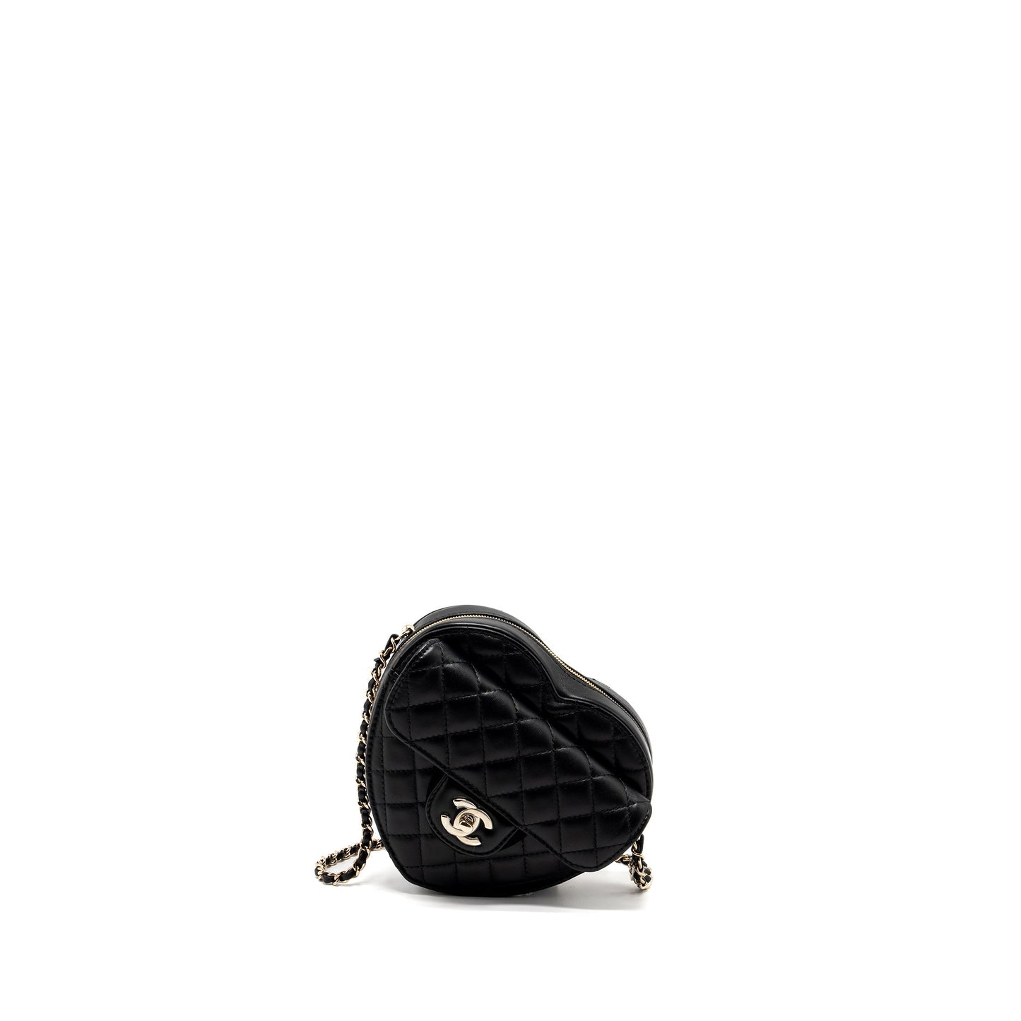 Chanel 22S Heart Lambskin LGHW Microchip Black Handbag Microchip 2