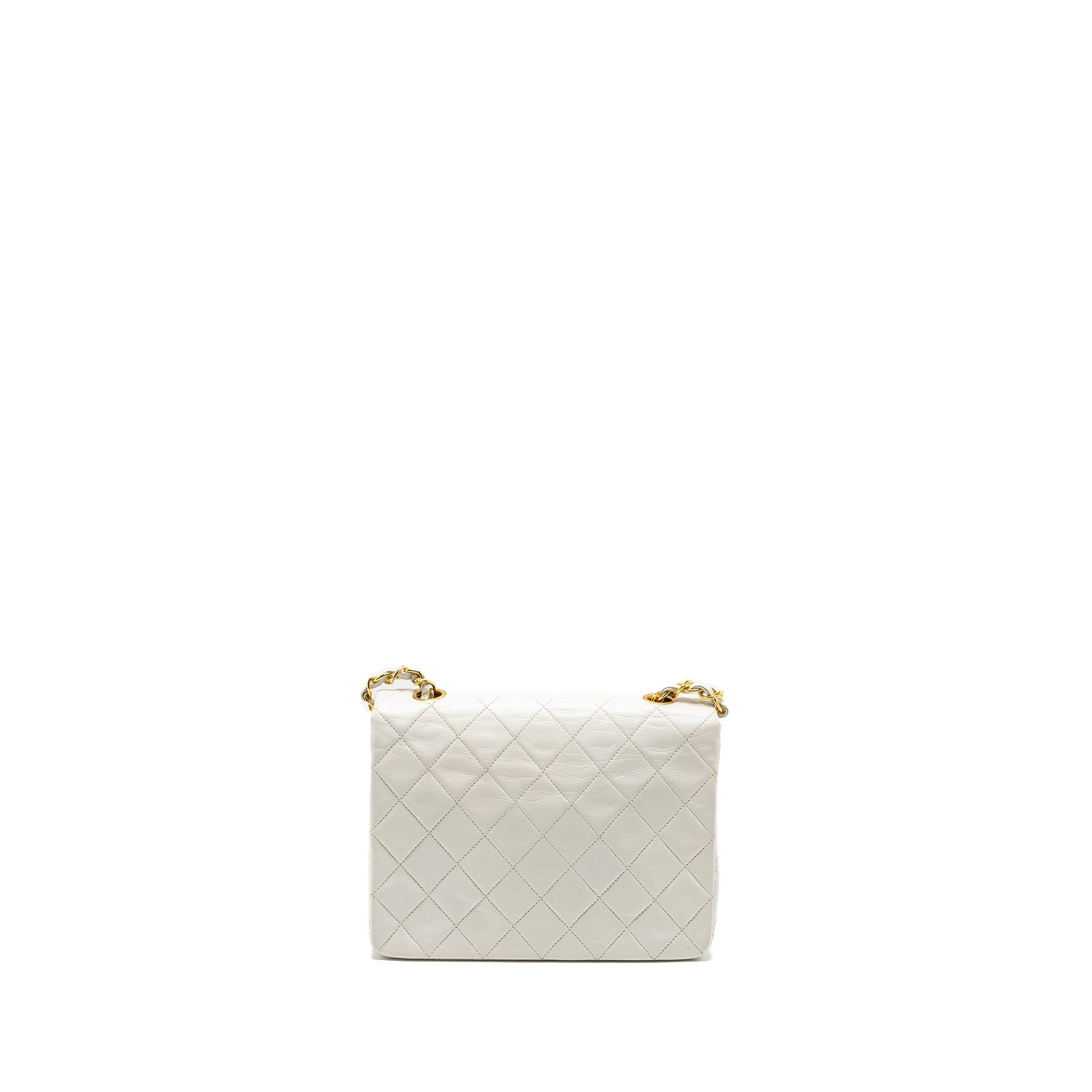 Chanel quilted square flap lambskin GHW White Shoulder Bag
