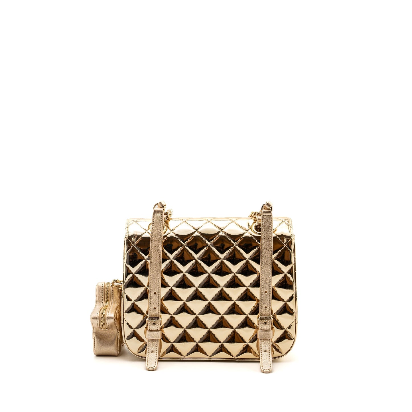 Chanel 24c Backpack tar Patent LGHW microchip Gold Lghw Microchip
