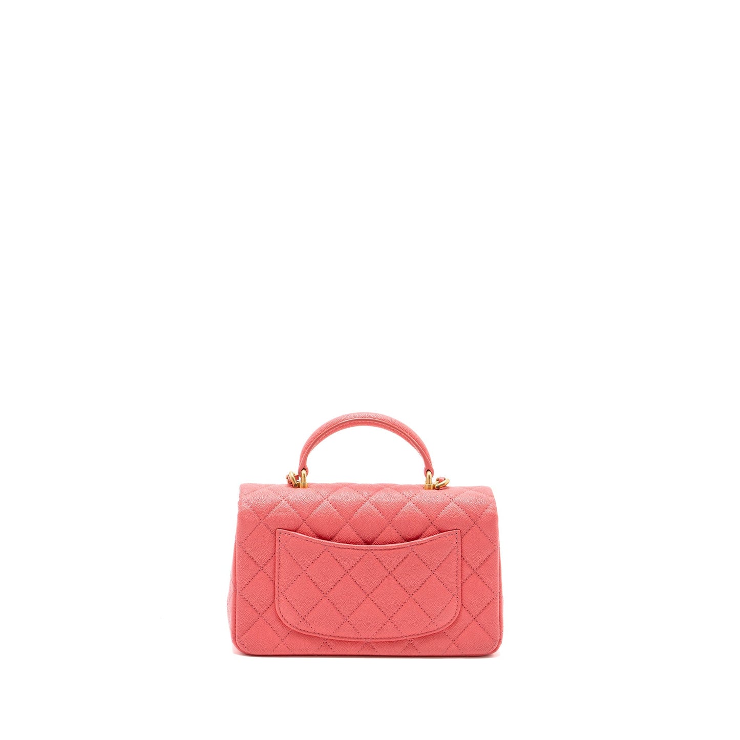 Chanel Top Handle Rectangular Flap Caviar GHW Pink Shoulder Bag