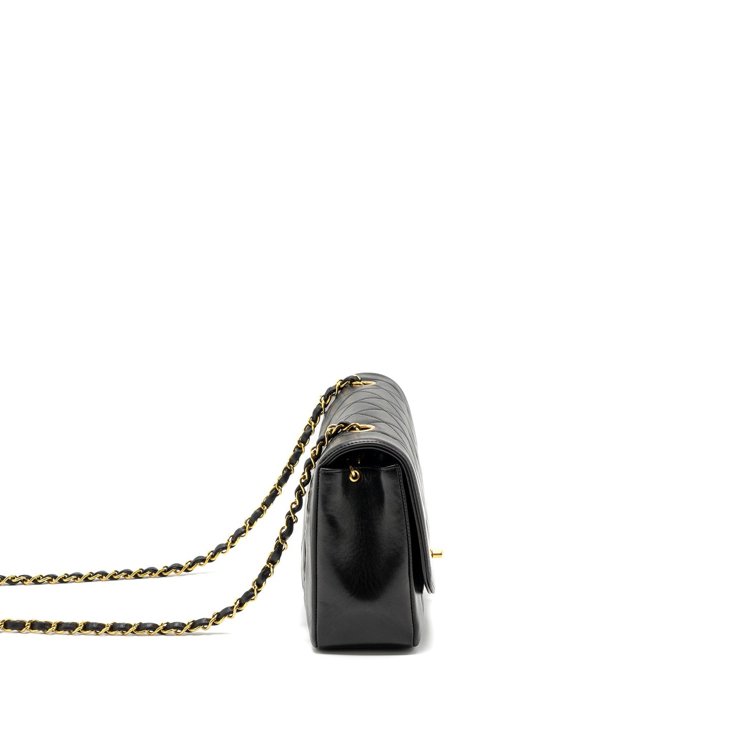 Chanel Diana Flap Lambskin GHW Black Shoulder Bag Black Ghw
