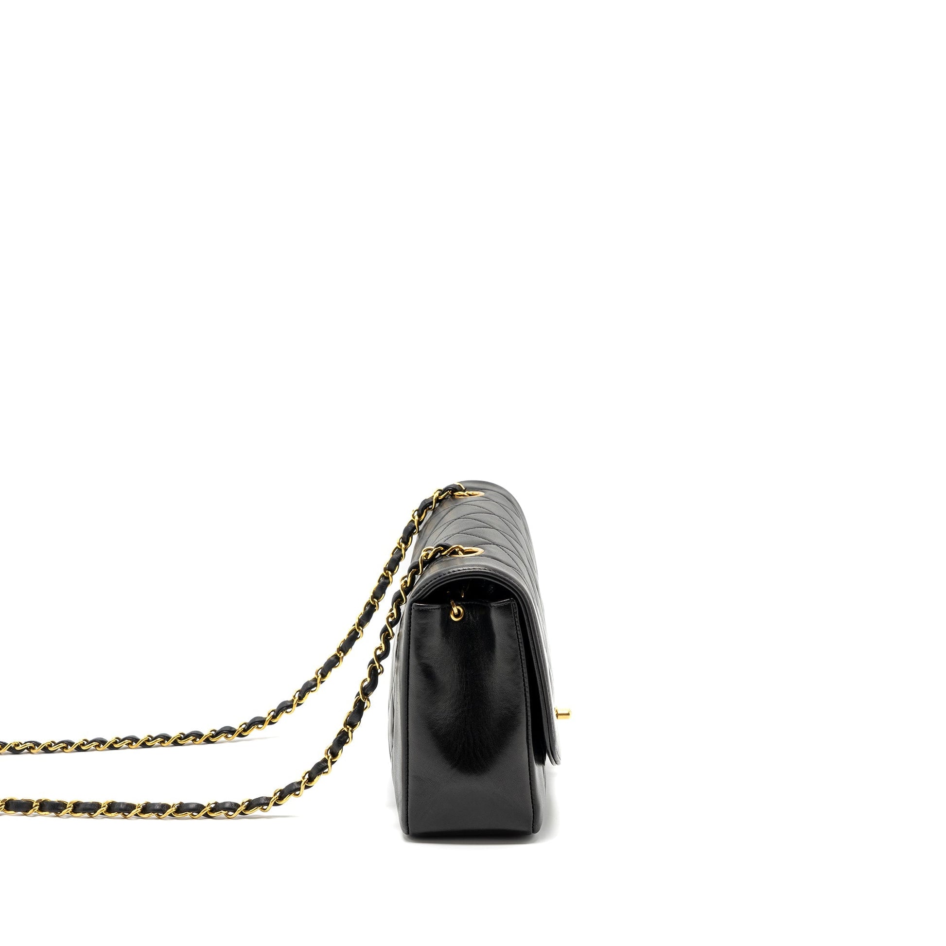 Chanel Diana Flap Lambskin GHW Black Shoulder Bag Black Ghw