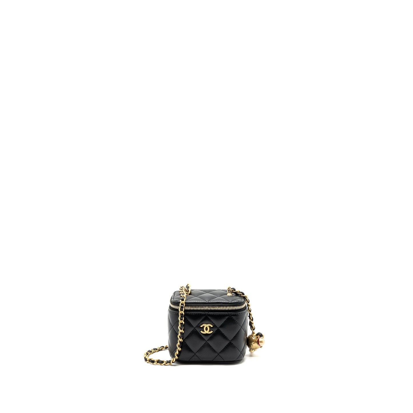 Chanel Pearl Crush Vanity Lambskin GHW microchip Black Mini Bag Ghw Microchip