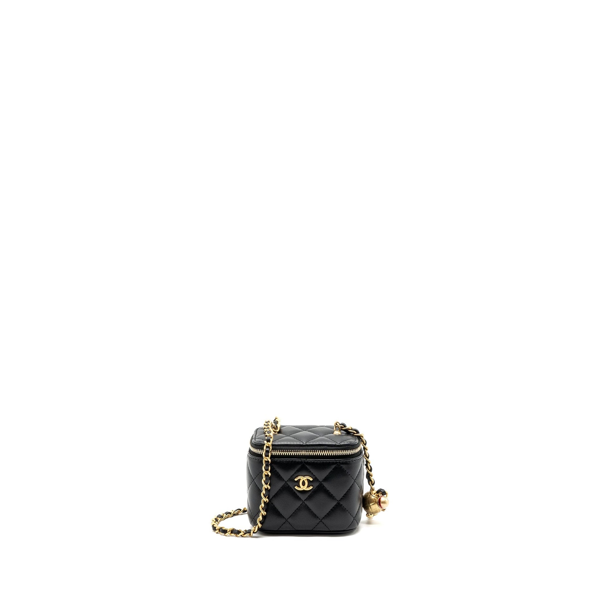 Chanel Pearl Crush Vanity Lambskin GHW microchip Black Mini Bag Ghw Microchip