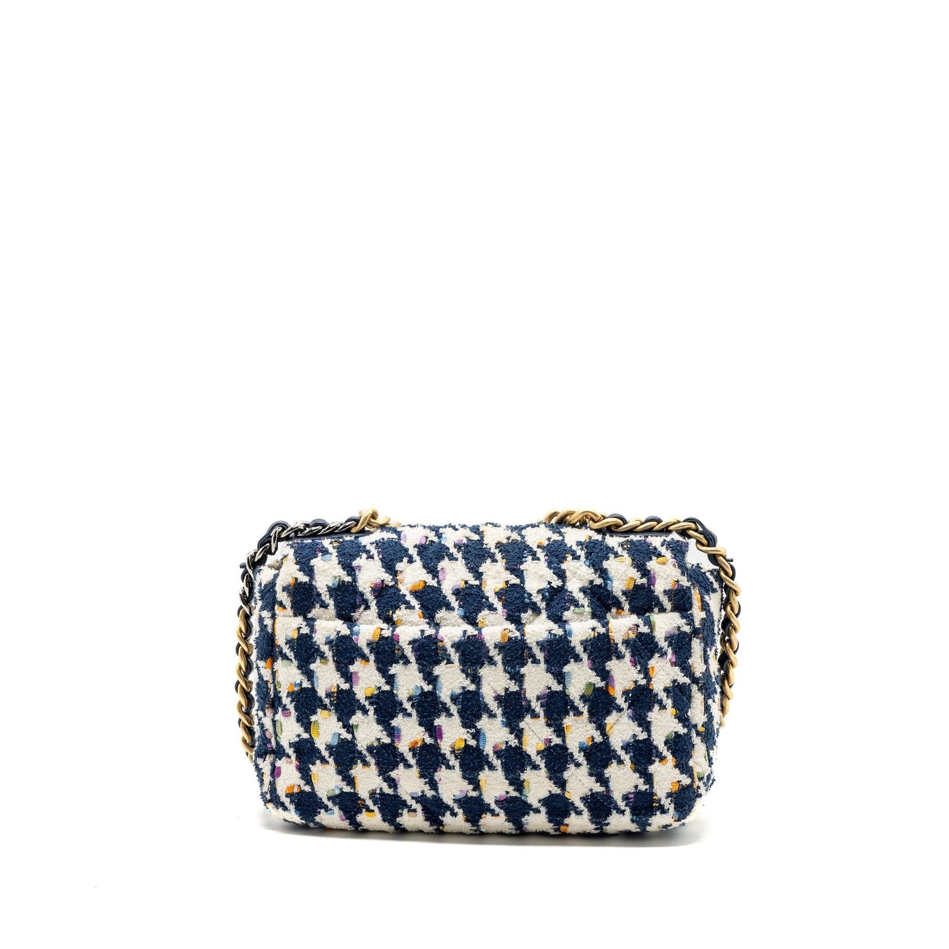 Chanel 19 fabric hardware Multicolor Multicolour White Blue Small Handbag
