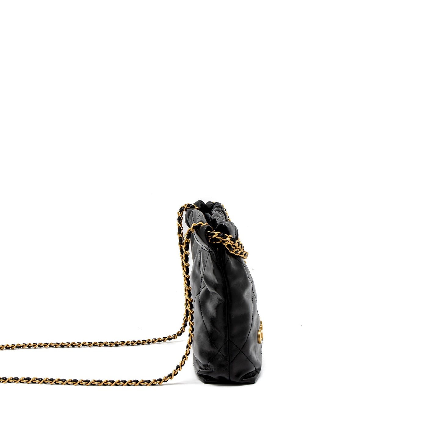 Chanel 23S 22 Shiny Calfskin Brushed GHW Black Mini Bag
