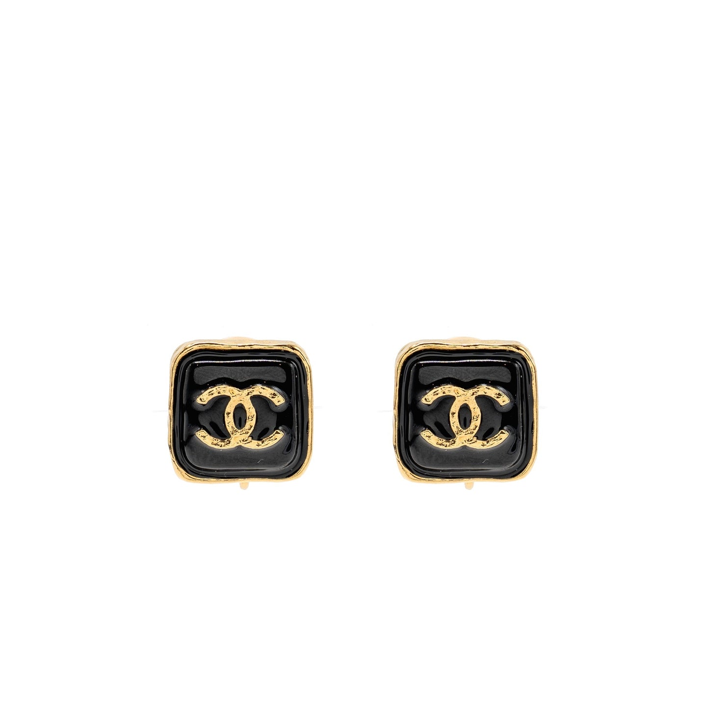 Chanel Square CC Logo Ear Clips Tone Gold Handbag