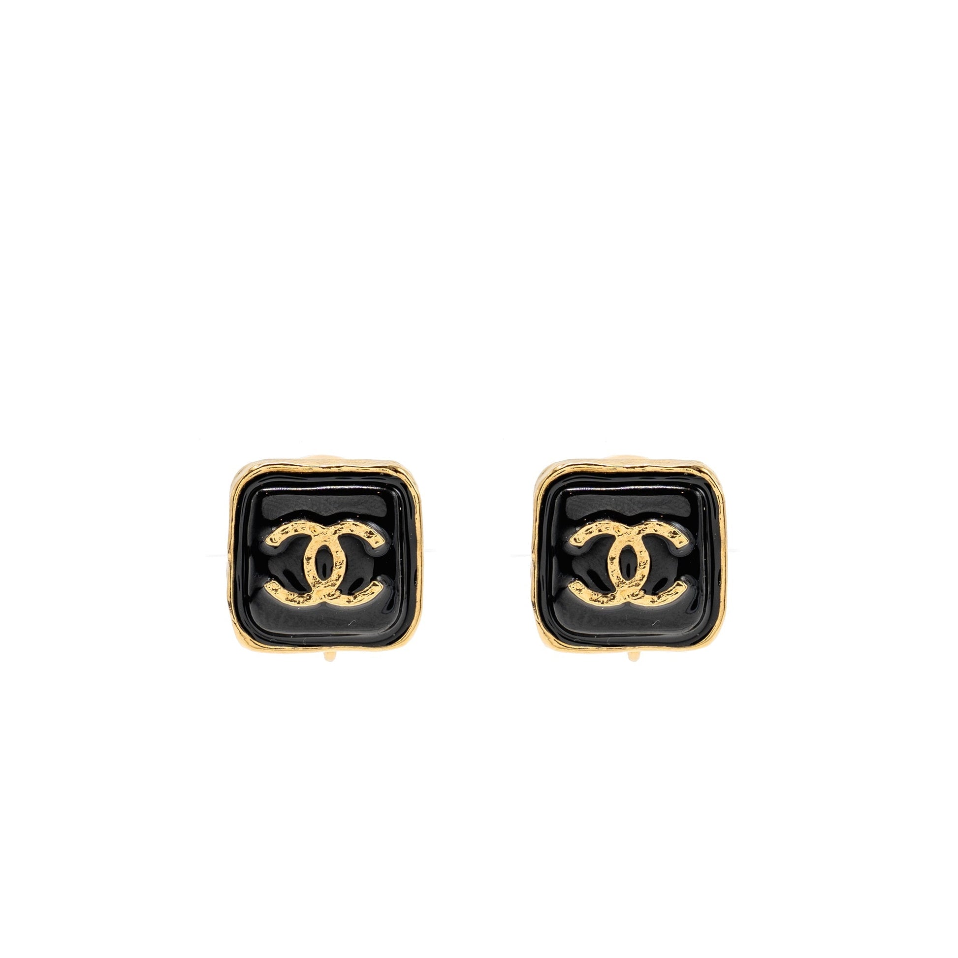 Chanel Square CC Logo Ear Clips Tone Gold Handbag