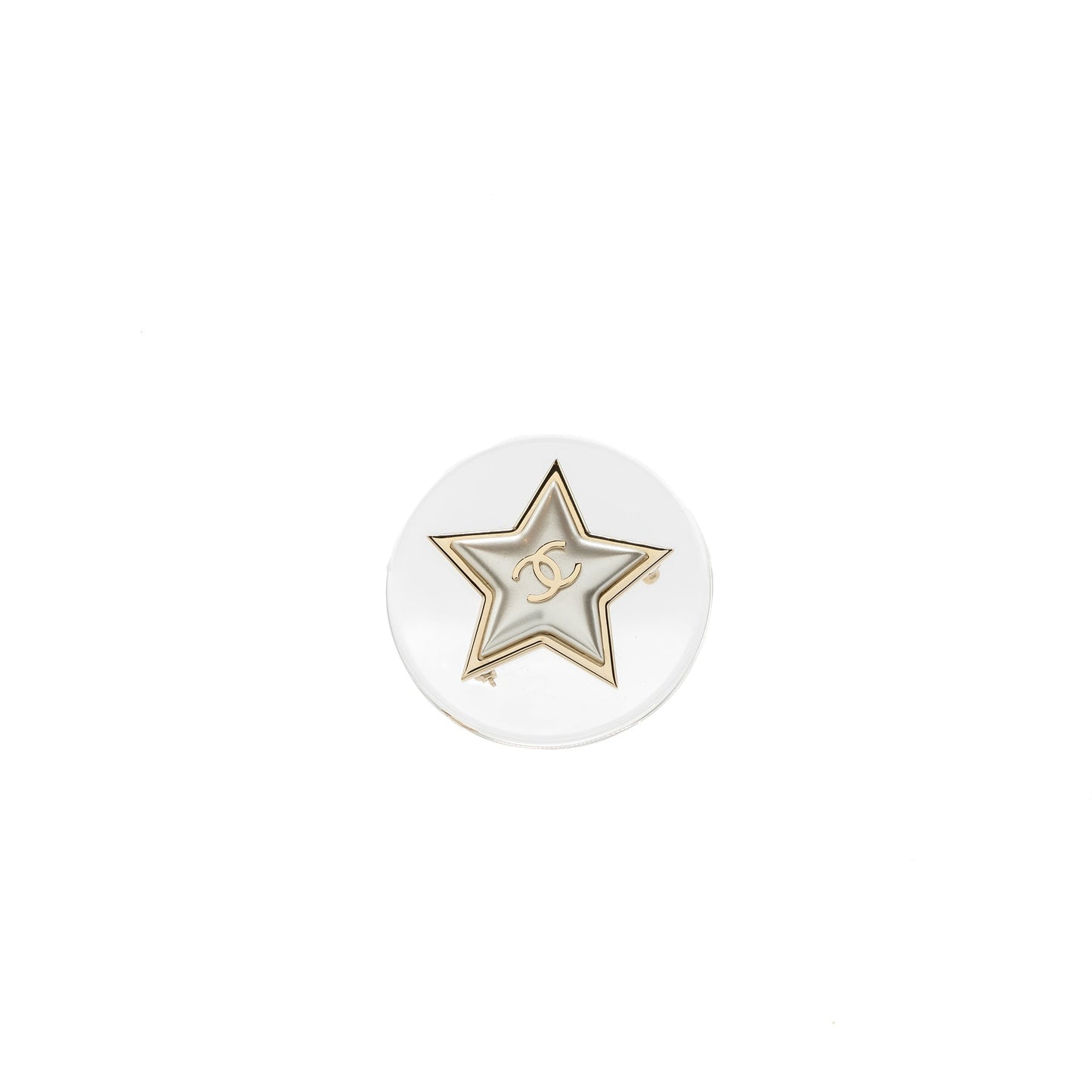 Chanel Star Brooch Crystal Light Tone Gold Handbag