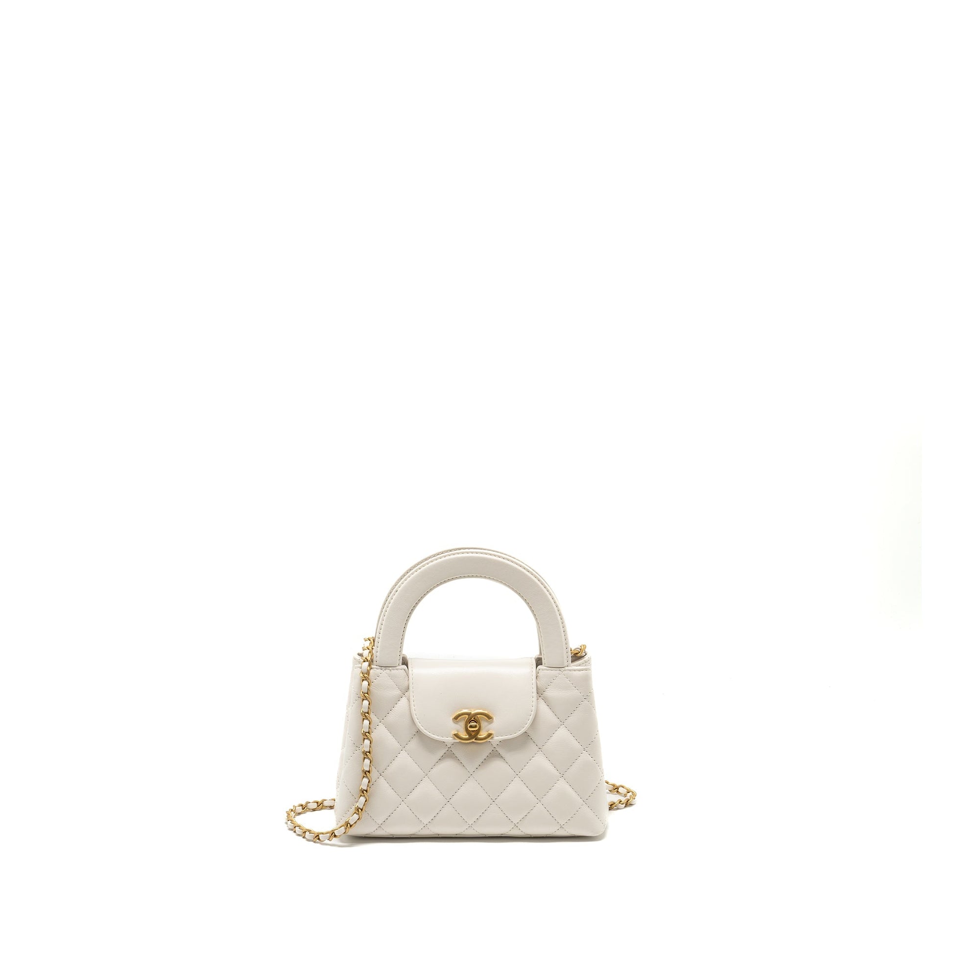 Chanel kelly shopping calfskin GHW microchip White Tote Bag